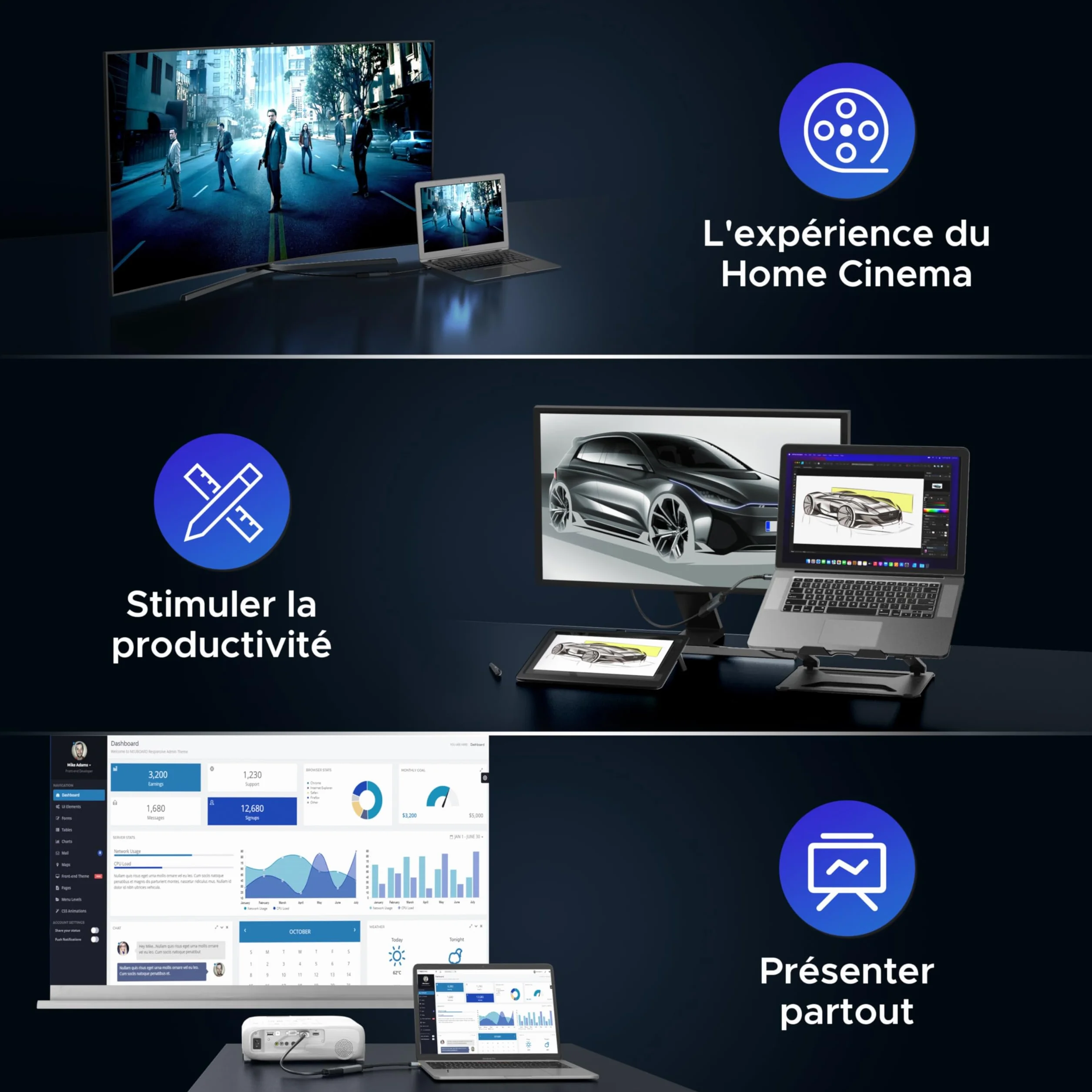WARRKY 4K Adaptateur Mini DisplayPort vers HDMI, UHD 60Hz 1080P 120Hz Thunderbolt Compatible MacBook Air Pro Mac Mini iMac Surface Pro
