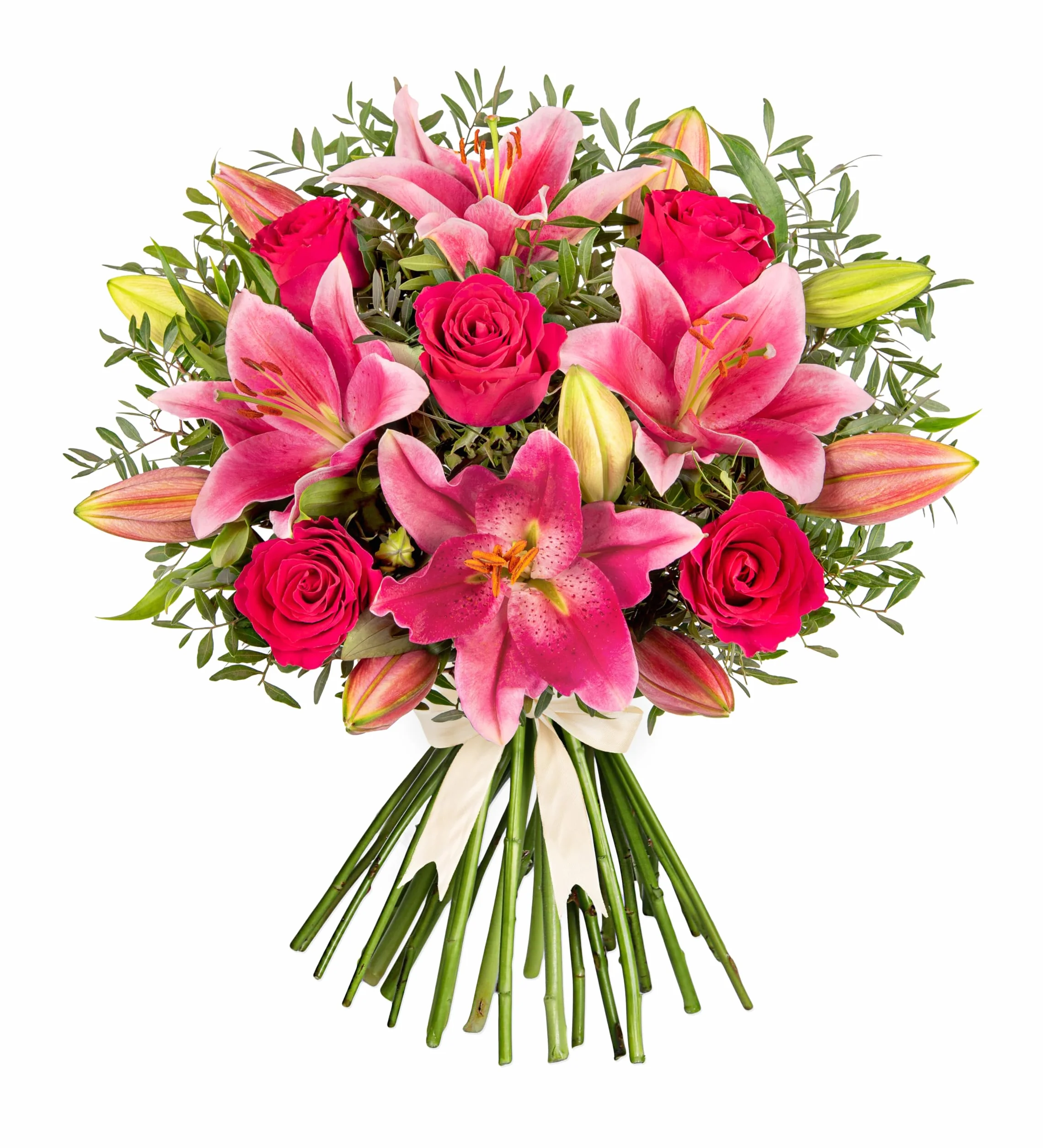 Bouquet de lys roses – Composition florale fraîche livrée à la main – Cadeau élégant avec expédition le lendemain