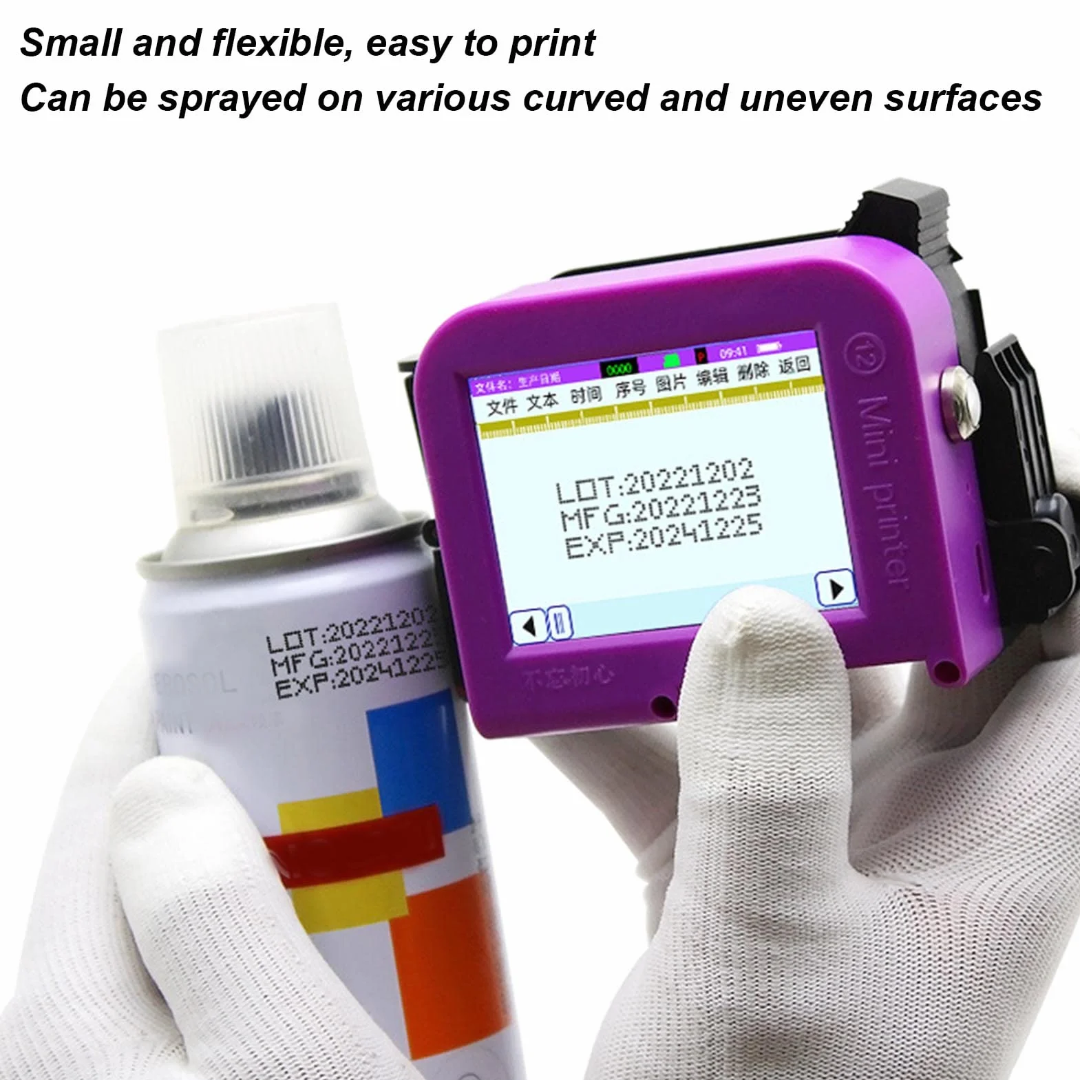 Imprimante portative à jet d'encre avec écran tactile LED, codage code-barres QR, 0,5 pouce, 100-240V