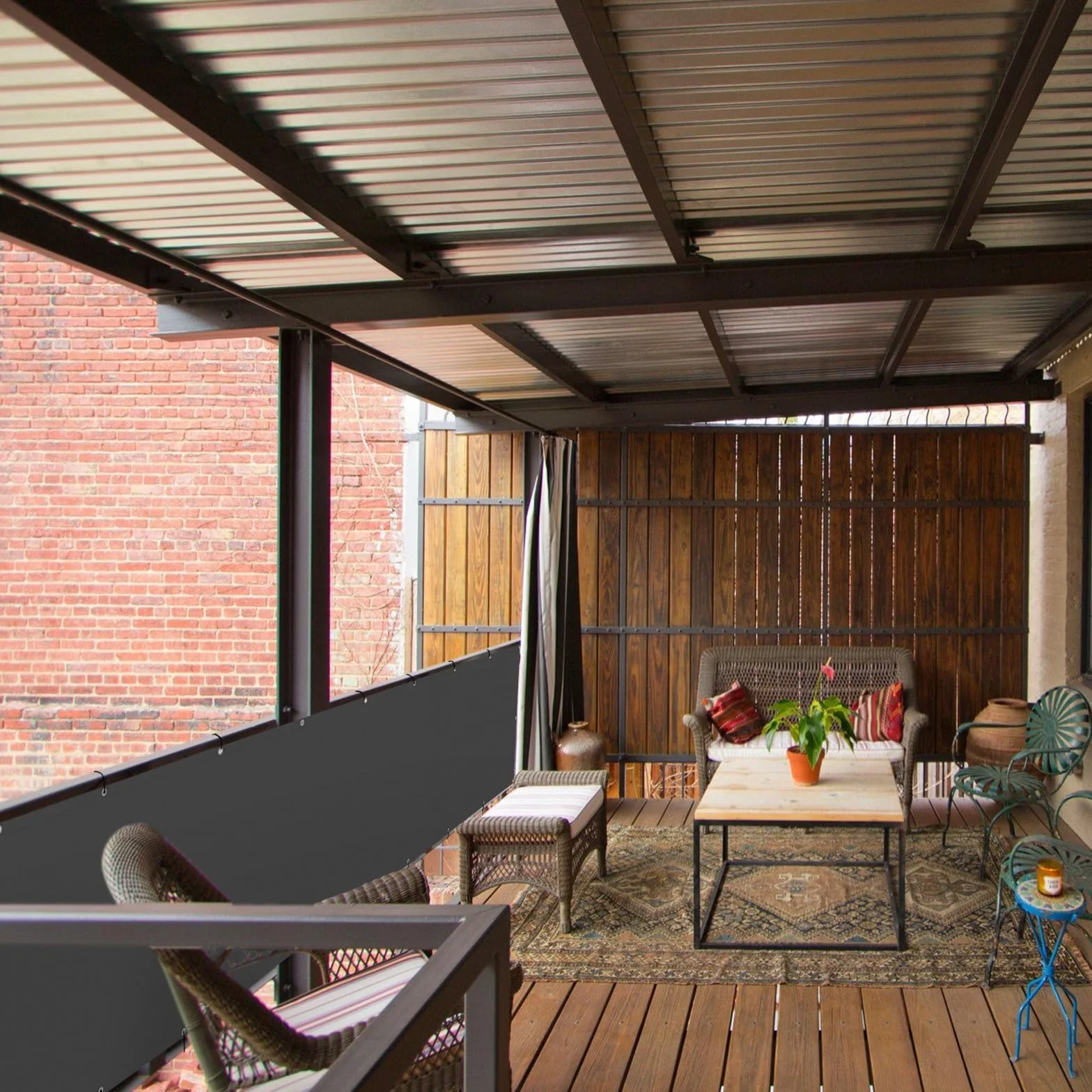Brise-Vue Balcon 90 x 600 cm Anthracite avec Œillets et Cordes
