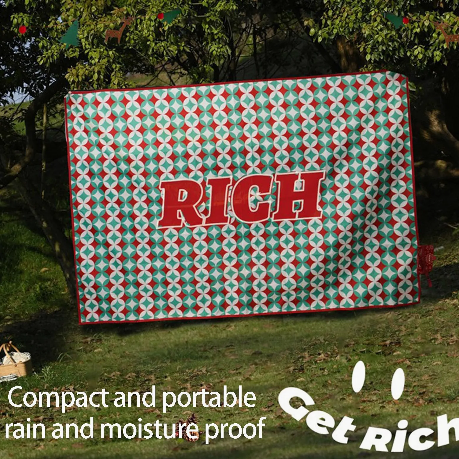 Tapis d'extérieur résistant pour la randonnée et le camping, facile à plier, résistant aux déchirures pour le camping, couverture pliable de voyage