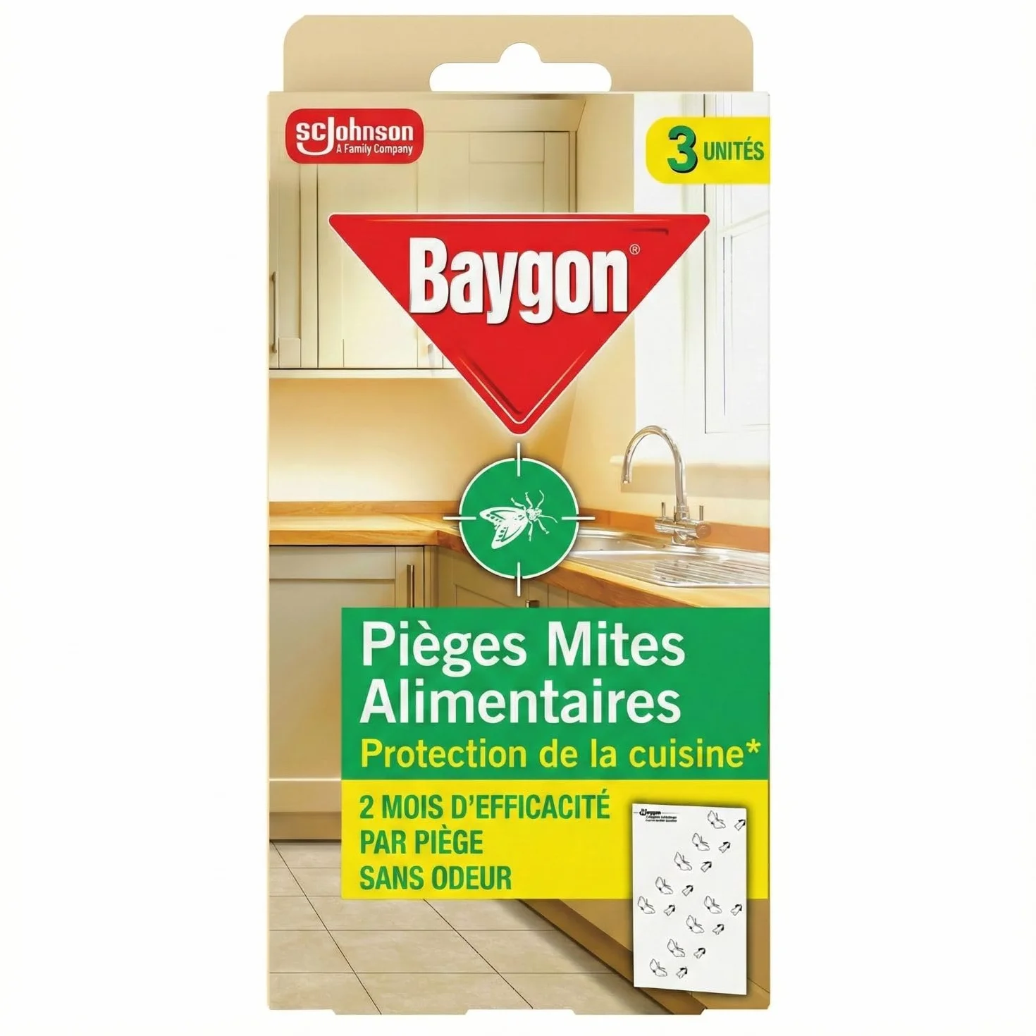 BAYGON Pièges Mites Alimentaires Protection Cuisine 2 mois Efficacité Sans Odeur 3 Unités