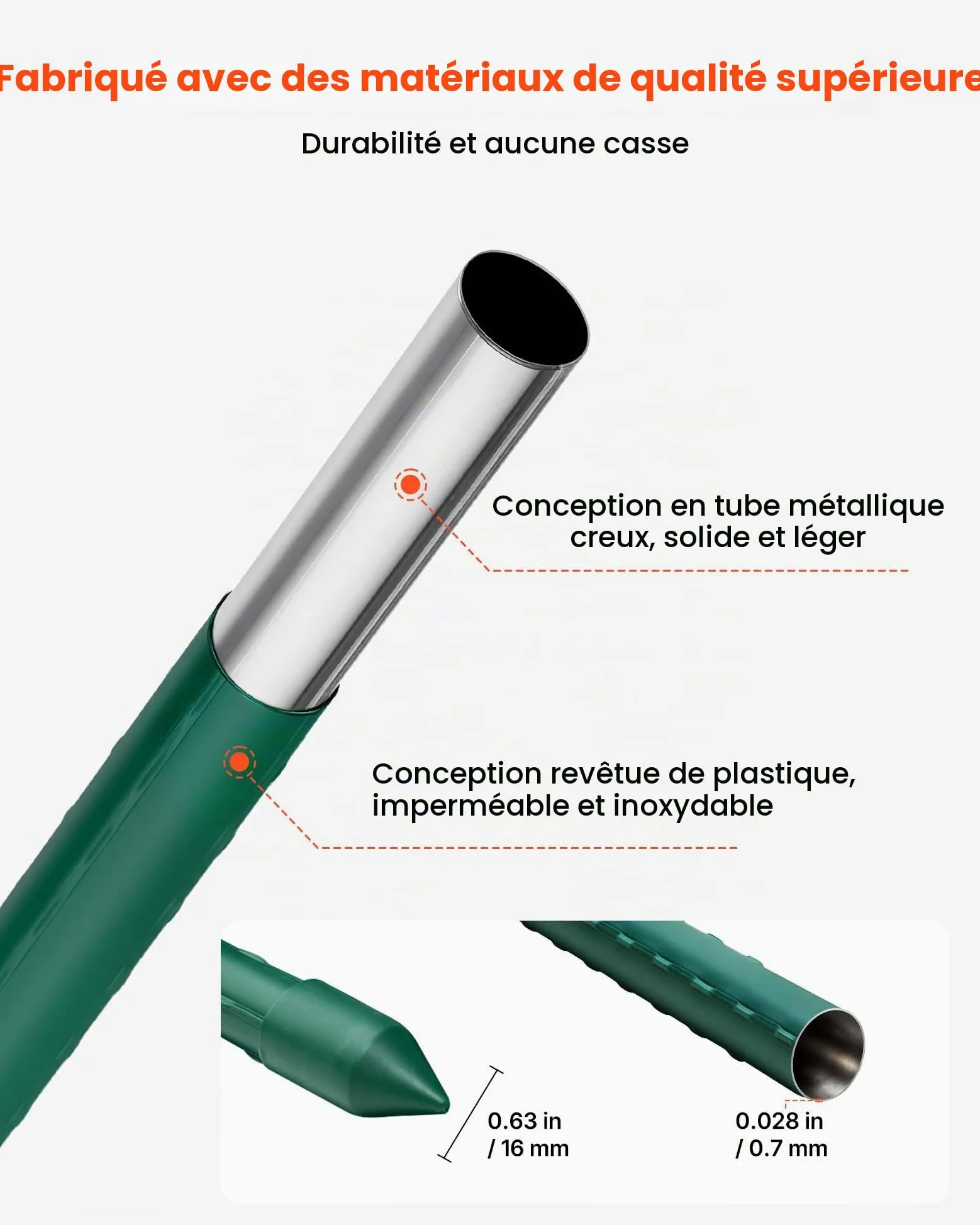 VEVOR Tuteur Plante 1,7 m Tuteur Plante Grimpante 15 PCS Tuteurs à Tomates Jardin pour Soutien Plantes Grimpantes Légumes Extérieur, Métal Recouvert Plastique Extrémité Pointue Picots Antidérapants