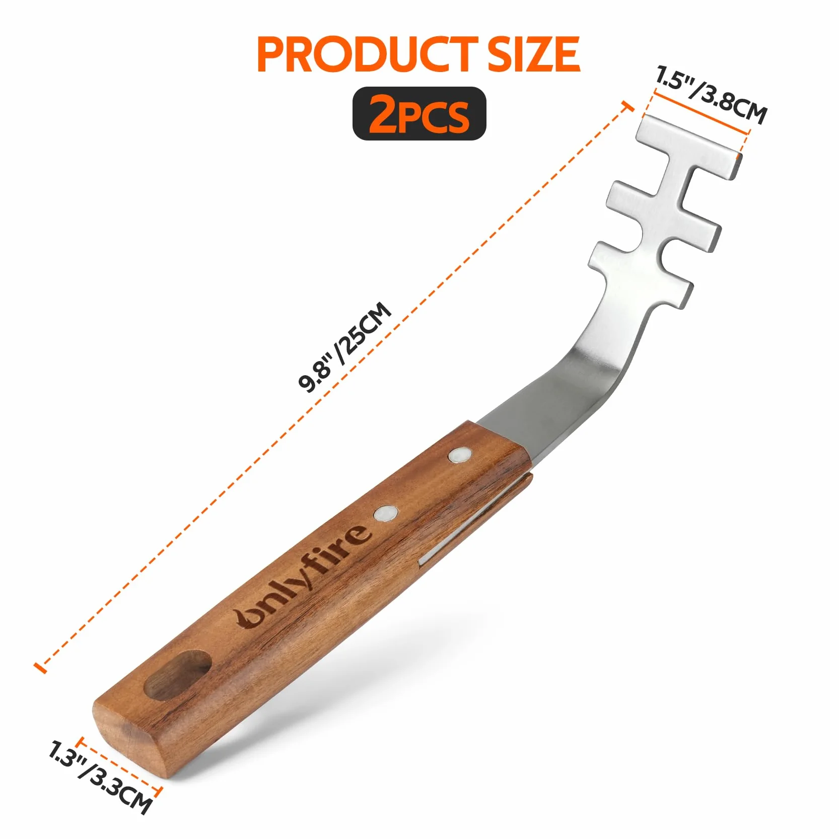 Onlyfire Leve à Grille de Barbecue en Acier Inoxydable - 2 Pièces - Ustensiles Universels pour BBQ