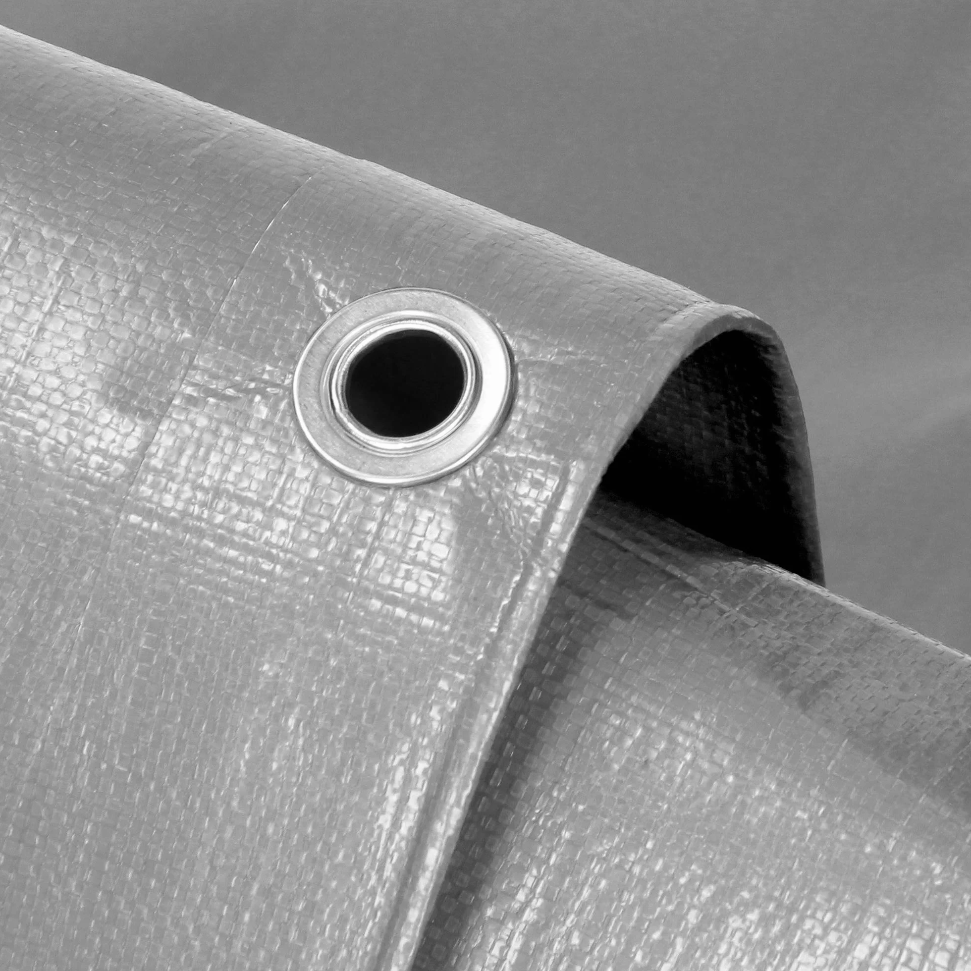ECD Germany Bâche de Protection Imperméable à l'Eau avec Oeillets - 6x12 m 72m² 260 g/m² - Polyéthylène PE Gris- Résistant à la Moisissure - Couverture Étanche de Jardin Bateau Voiture Piscine Camping