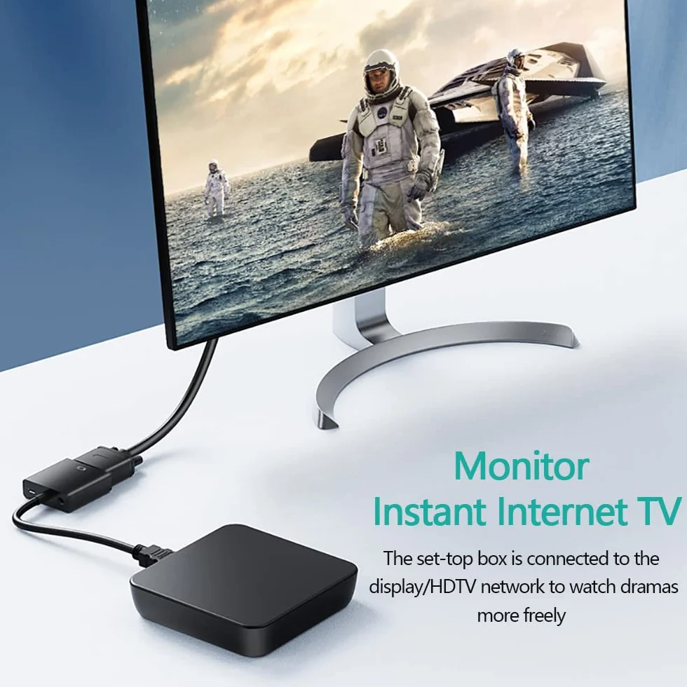 Adaptateur HDMI vers VGA 1080P, Convertisseur VGA vers HDMI avec Câble Audio 3,5 mm et Connecteur Doré pour PC, Projecteur, HDTV, PS4/3