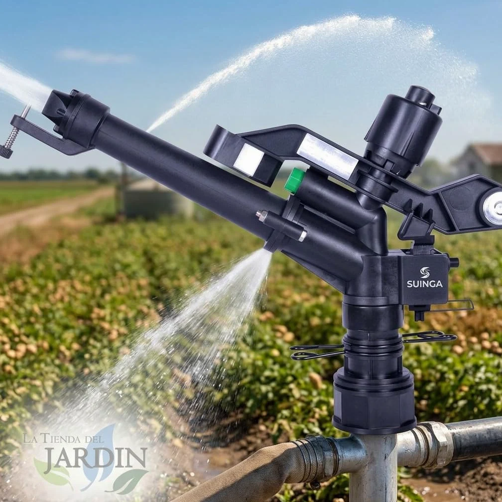 Suinga Arroseur Canon Top 12 à 30 mètres réglable 0-360o. Filetage 1 1/2". Modèle d'arroseur agricole pour Grandes étendues