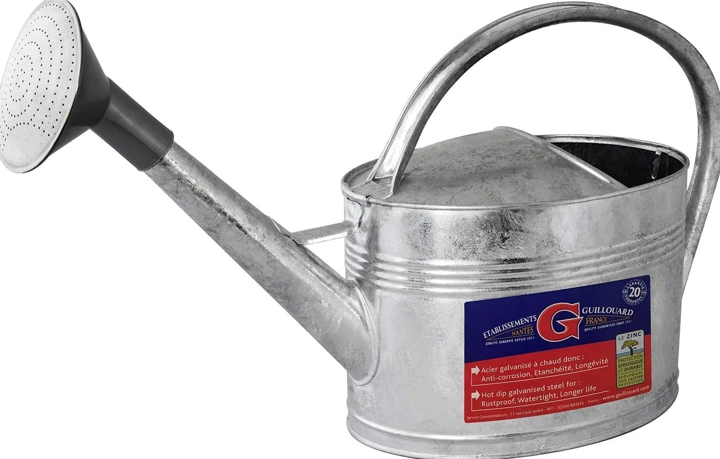 Arrosoir 10L + pomme d'arrosage, Acier