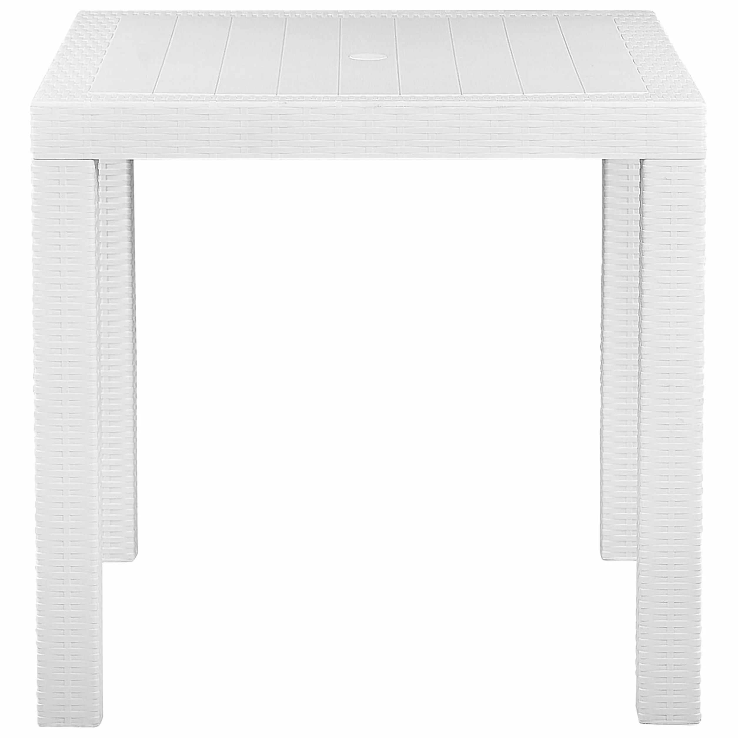 Beliani Table d'Extérieur Carrée 80 x 80 cm Blanche Effet Rotin pour Jardin ou Terrasse