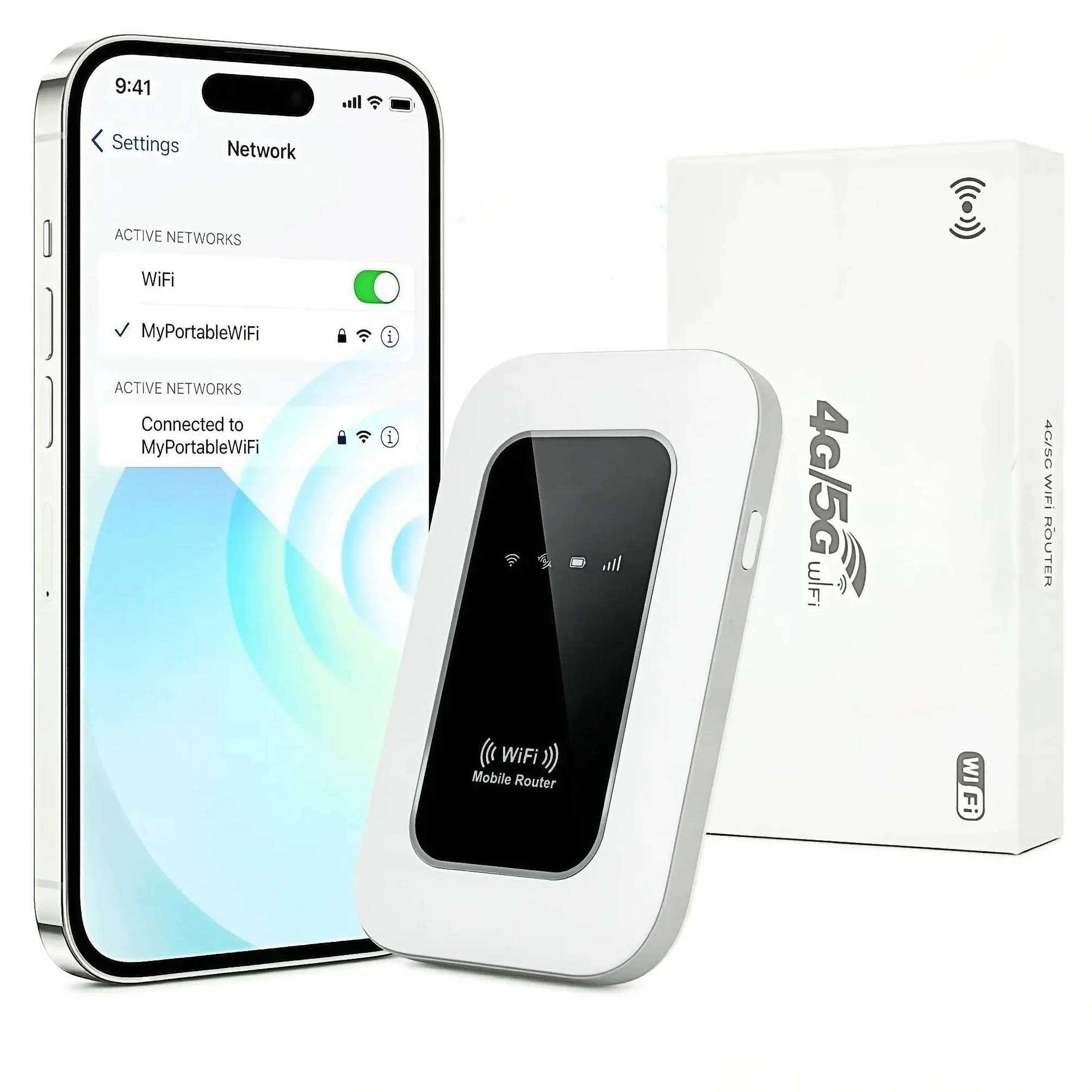 Routeur 5G Portable WiFi 6 Modem Carte SIM Déverrouillé Haut Débit 5G/4G+ Jusqu'à 28 Appareils