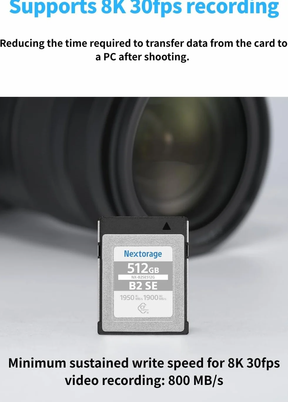 Nextorage CFexpress Type B 512GB Carte Mémoire Japonaise pour Appareils Photo Sony Nikon Canon Fujifilm