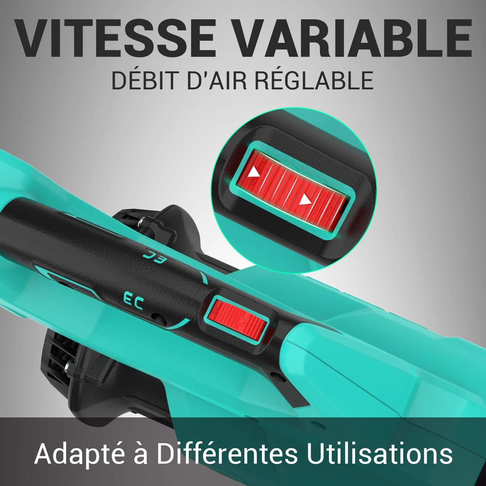 DCA Souffleur de Feuilles sans Fil 20V avec Moteur Brushless, Débit d'air 820 m³/h & 193 km/h, Batterie 4.0Ah Incluse, Ultra-Léger 1,5kg, Variateur de Vitesse pour Jardin, Allées et Poussière