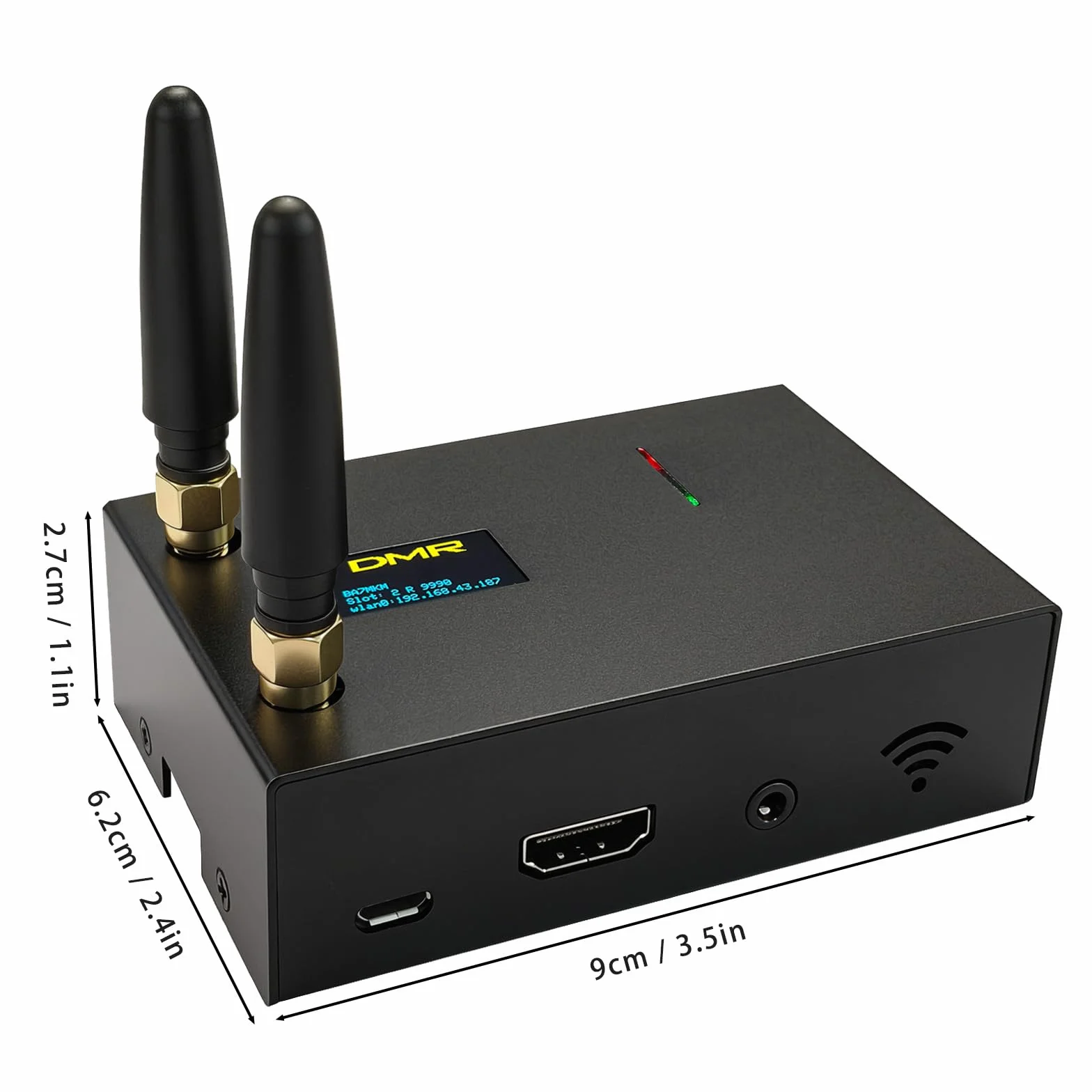 Module duplex MMDVM Hotspot Dual Hat V1.5.2 avec écran OLED WiFi Ethernet WLAN Coque aluminium pour Raspberry Pi 3B