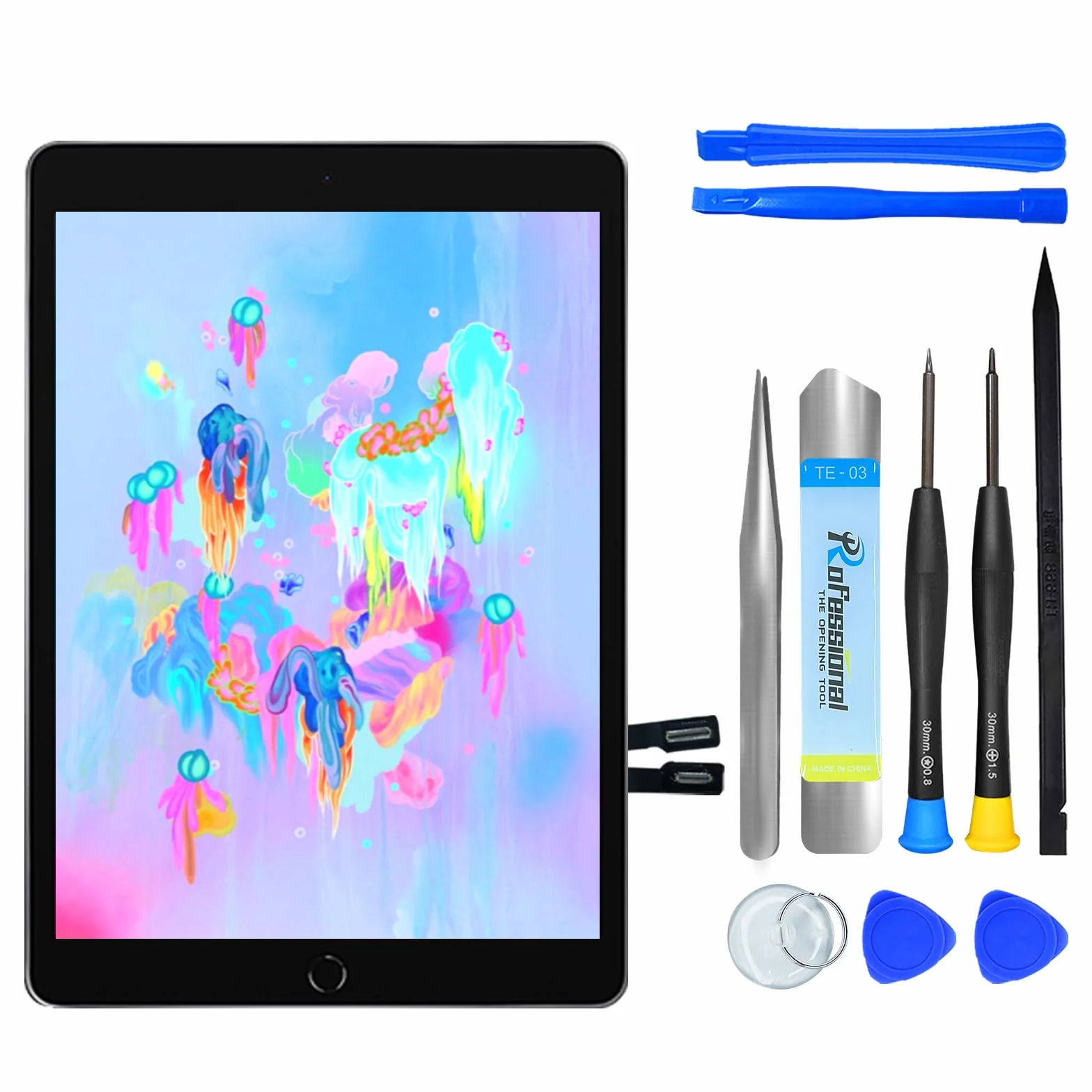 Écran Tactile iPad 6ème Génération 9.7" Remplacement 2018 Digitizer Adhésif Pré-installé Noir A1893 A1954