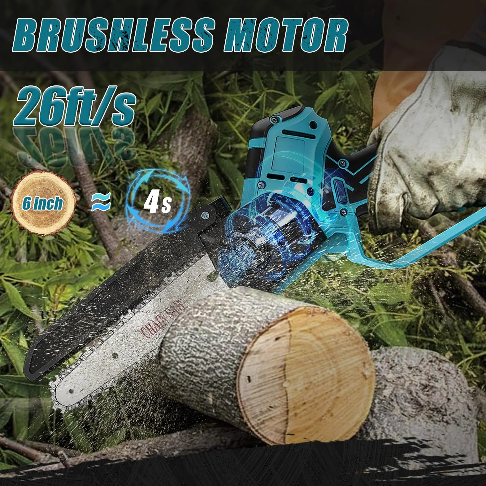 Mini tronçonneuse sans fil compatible avec Makita 18 V (sans batterie) | tronçonneuse électrique de 20,3 cm et 15,2 cm avec chaîne, huile automatique, scie à chaîne pour outils de jardin