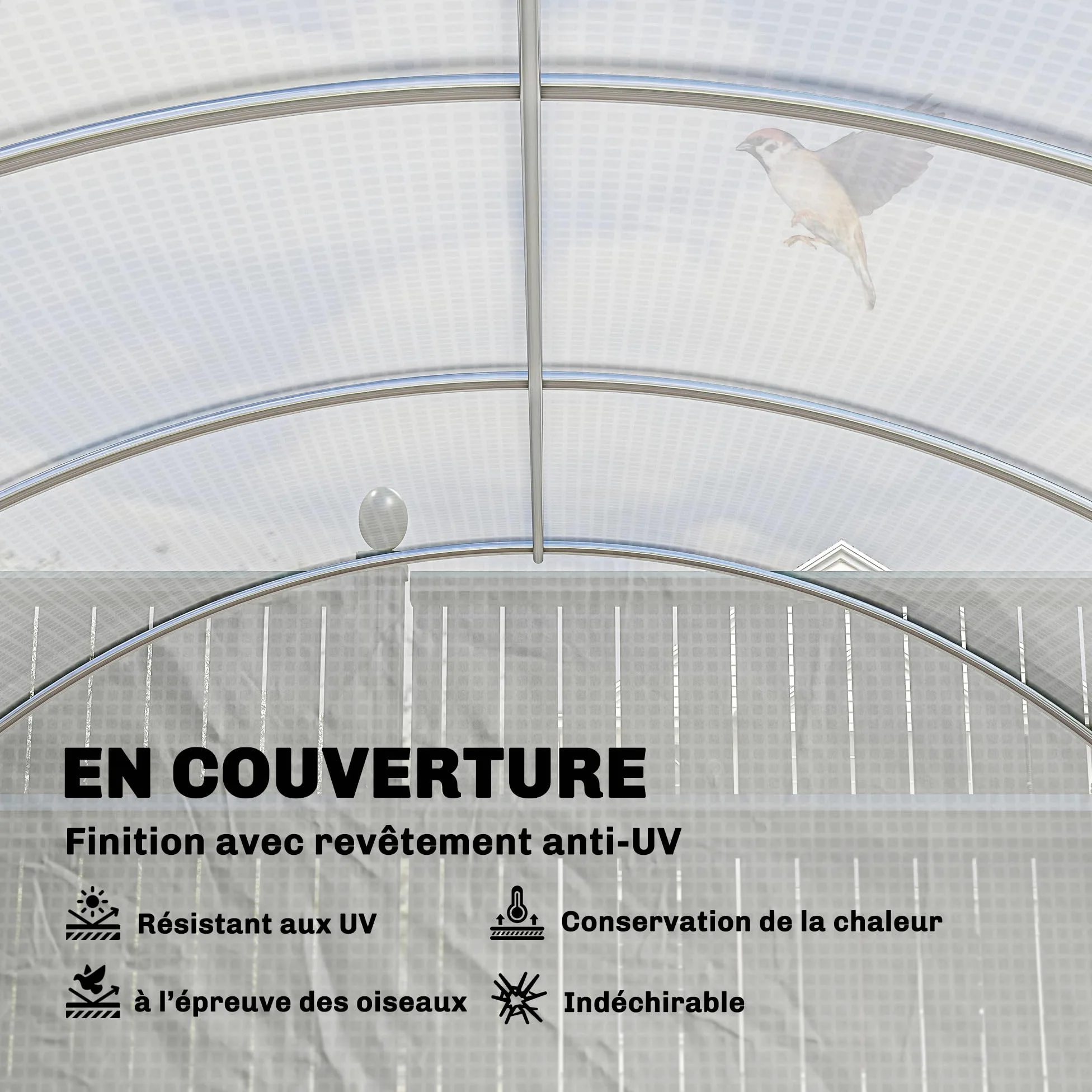 Outsunny Serre de Jardin Tunnel 24m² 8L x 3l x 2H m - 16 Fenêtres Blanc | Porte Zippée Enroulable, Châssis Tubulaire Acier Galvanisé, Bâche PE Haute Densité