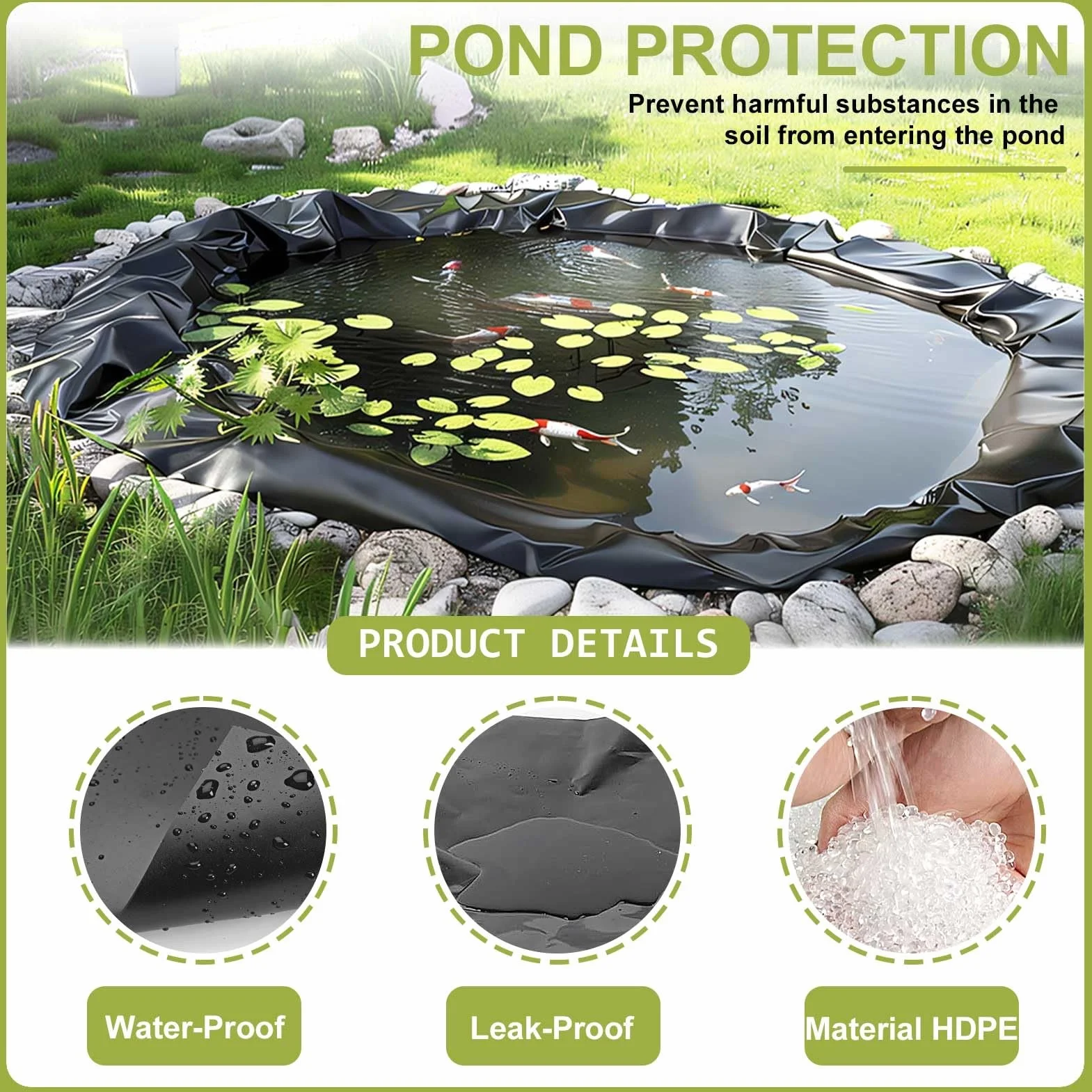 Bâche de bassin en caoutchouc flexible et durable pour culture de jardin, lac artificiel, isolation de jardinage, 4 x 12 m