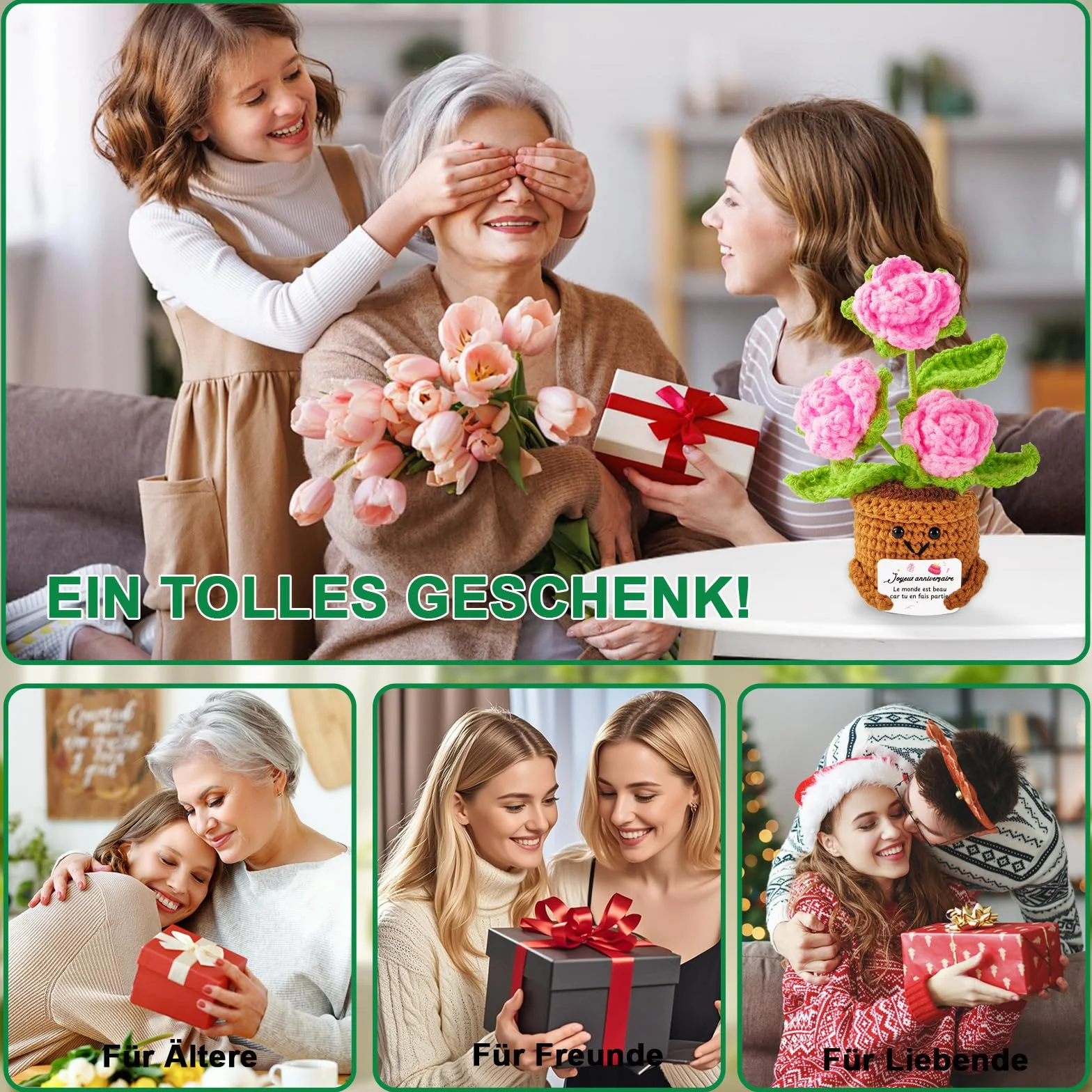 Cadeau Anniversaire Femme Personnalisé Rose Au Crochet Original Idee Motivation Positive 18 30 40 50 60 70 Ans
