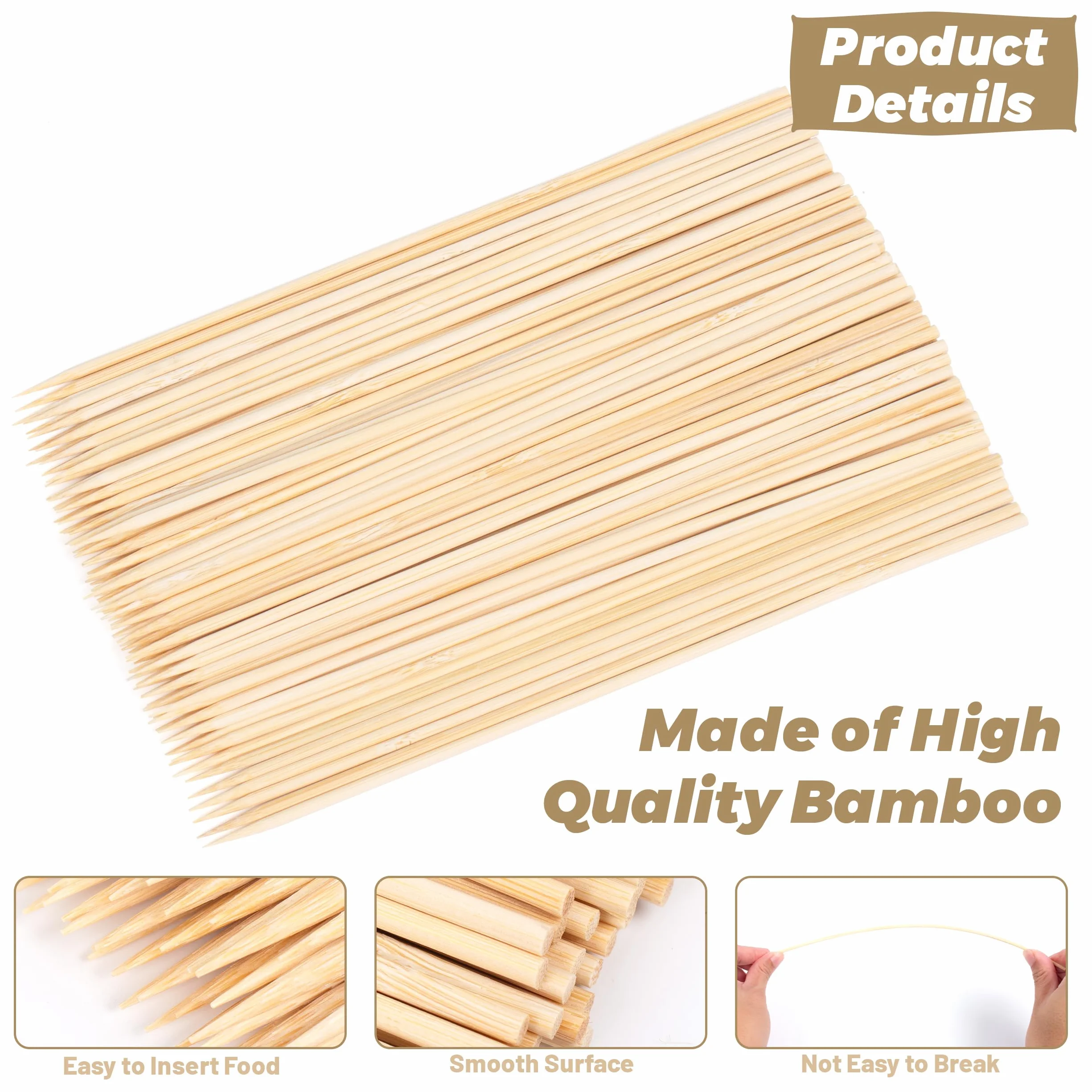 Lot de 100 brochettes en bambou 20 cm pour barbecue