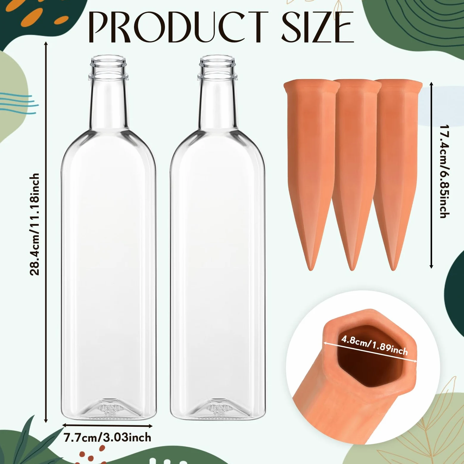 Dandat Lot de 32 dispositifs d'arrosage automatique pour plantes - Bouteilles en plastique de 963,9 g - Avec pointes d'arrosage automatique - Pour intérieur et extérieur