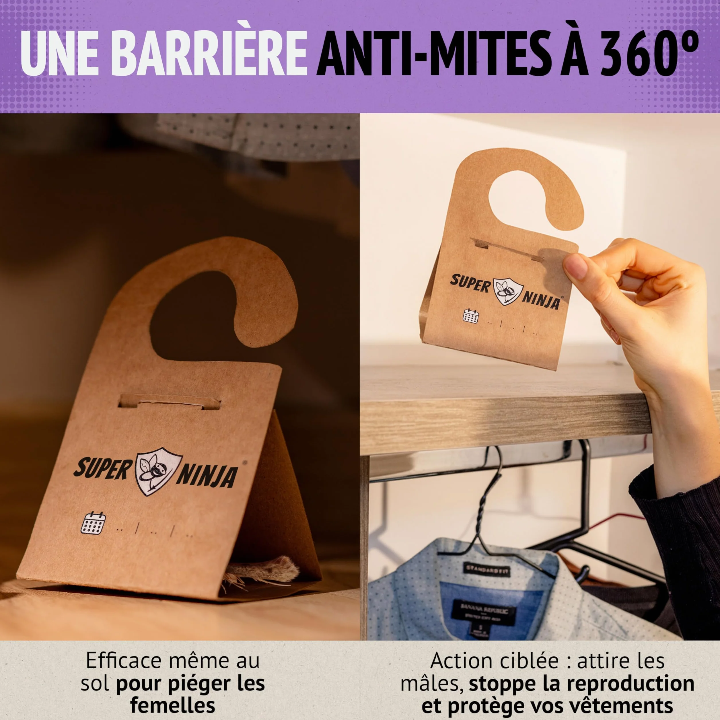 Piège Anti-Mites Textiles Lot de 10 – Anti-Mites Vêtements Penderie – Piège à Phéromones Armoire