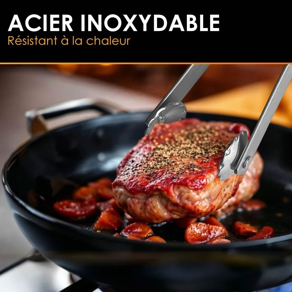 Pince barbecue inox à roulette Durandal Selection, Argenté, Acier Inoxydable