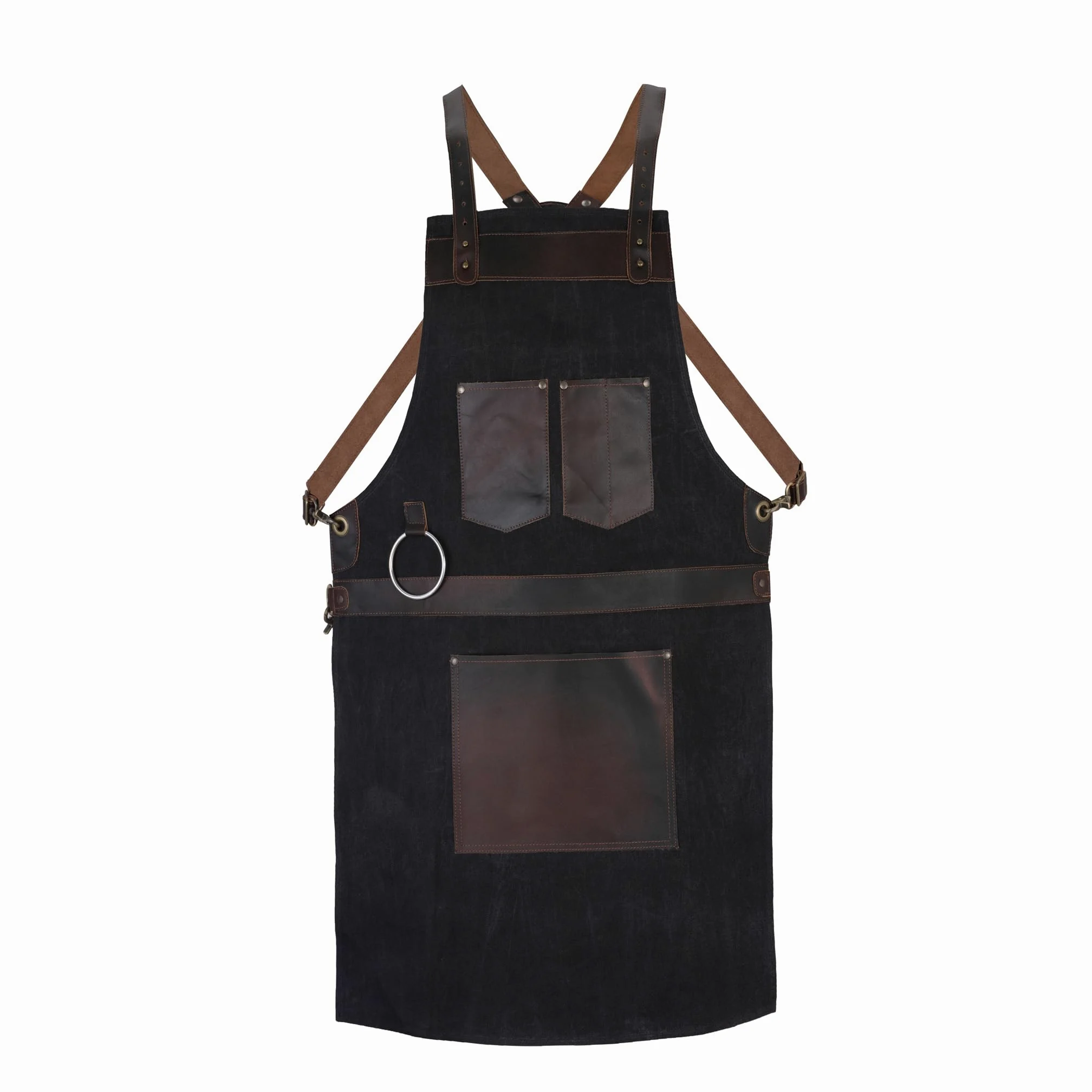 Tablier de boucher en cuir bleu ciré fait à la main - Tablier de barbecue - Tablier de cuisine - Tablier de forgeron - Tablier de barbier - Tablier de menuiserie