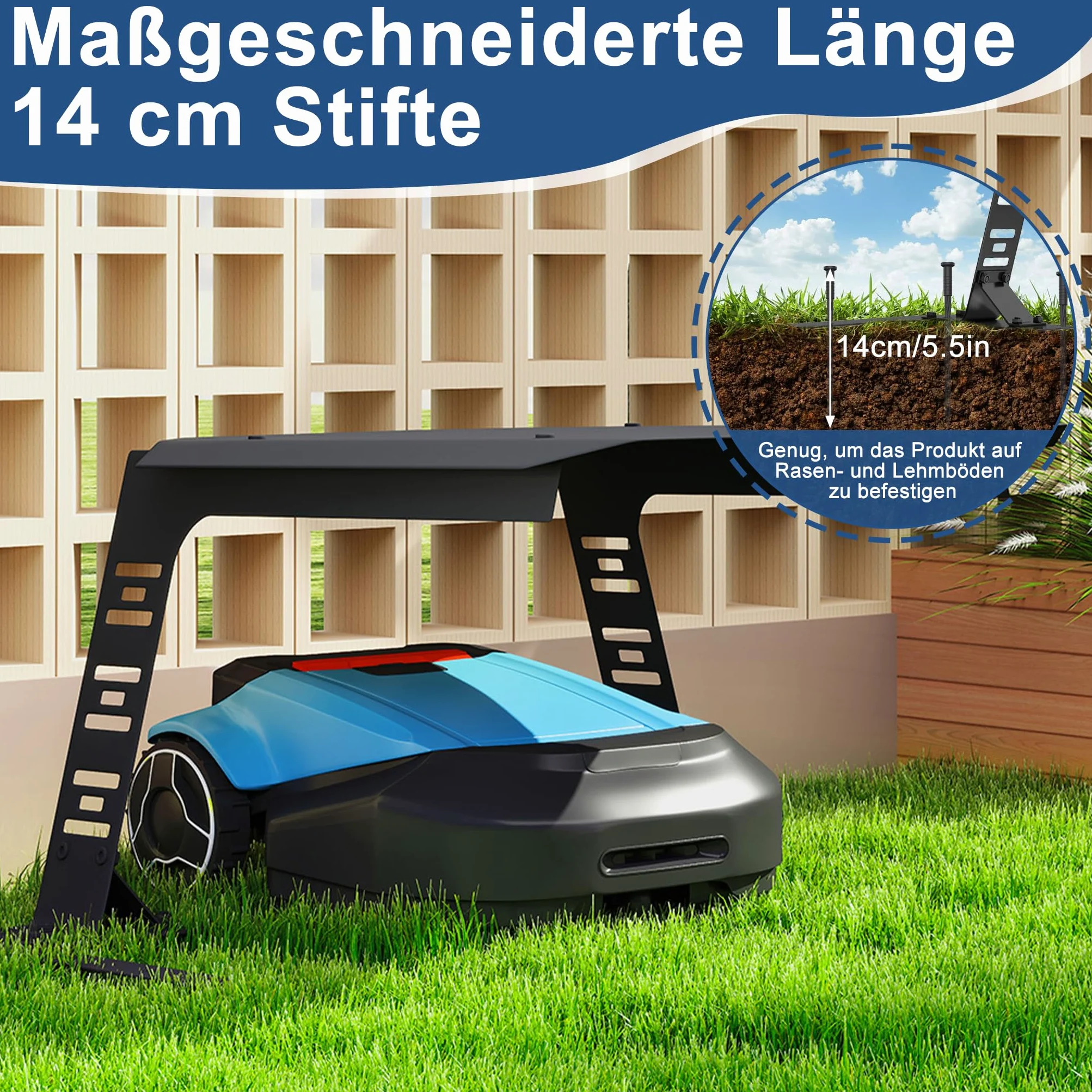 Garage pour robot tondeuse en métal anthracite 77 x 94 x 36 cm | La variante en acier inoxydable offre une utilisation à long terme, convient aux robots à gazon courants avec station de