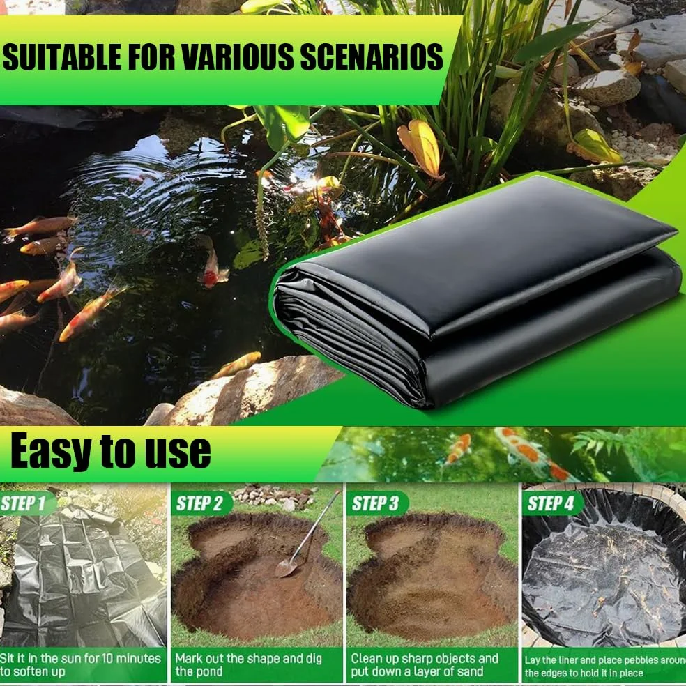 Bassin Poisson Exterieur Jardin，1.0mm-2 Mx5 m Bache Bassin Exterieur, Convient Pour Les Étangs, Les Biotopes,Les Piscines Naturelles，Résistant Aux Uv Et Aux Intempéries i,Accessoires De Jardin Et d'Ét