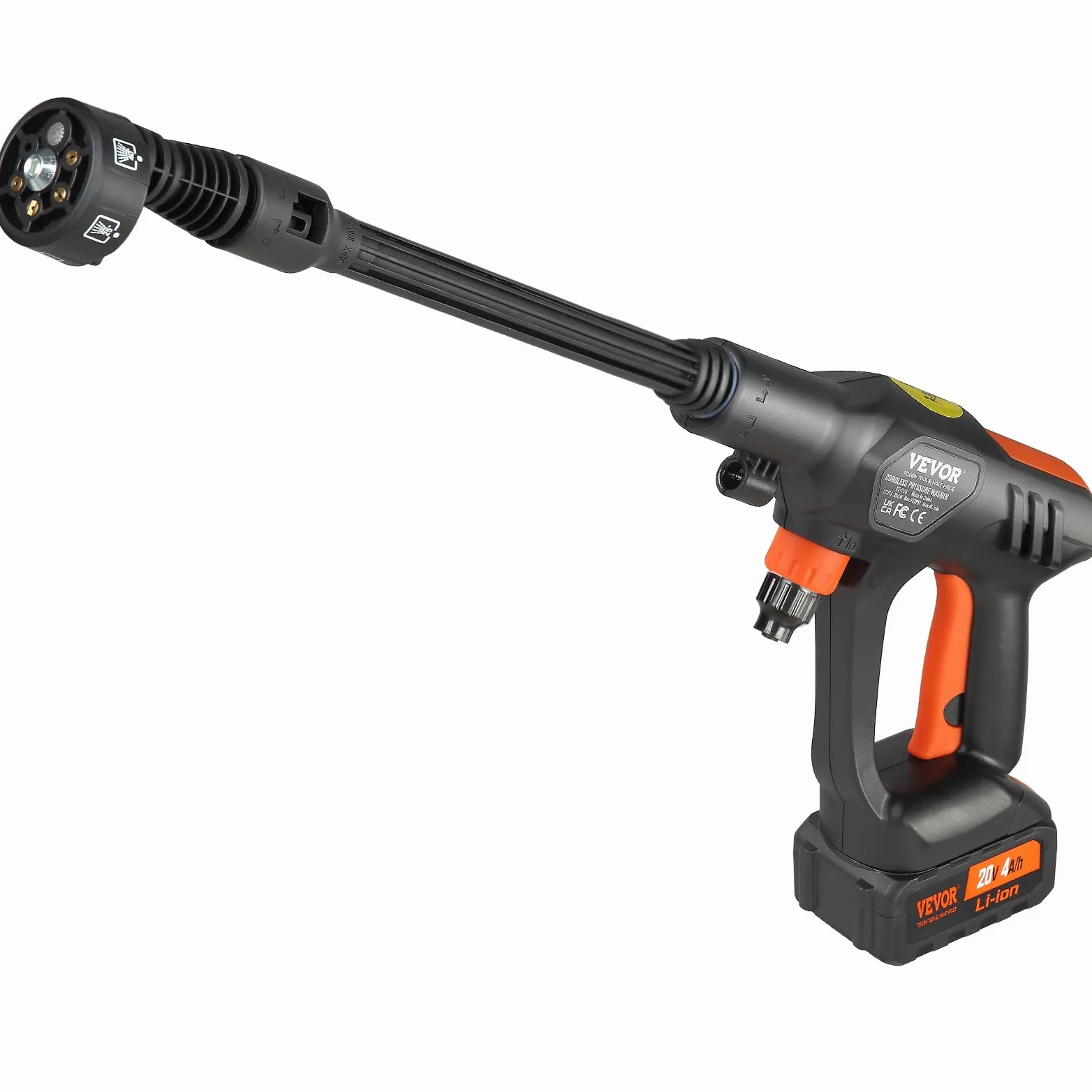 VEVOR Nettoyeur Haute Pression sur Batterie sans Fil 21 V Nettoyeur Haute Puissance Portable 652 PSI 50 Bar Laveuse Électrique 4 L/Min Batterie 4,0 Ah Chargeur pour Nettoyage Terrasse Jardin Voiture