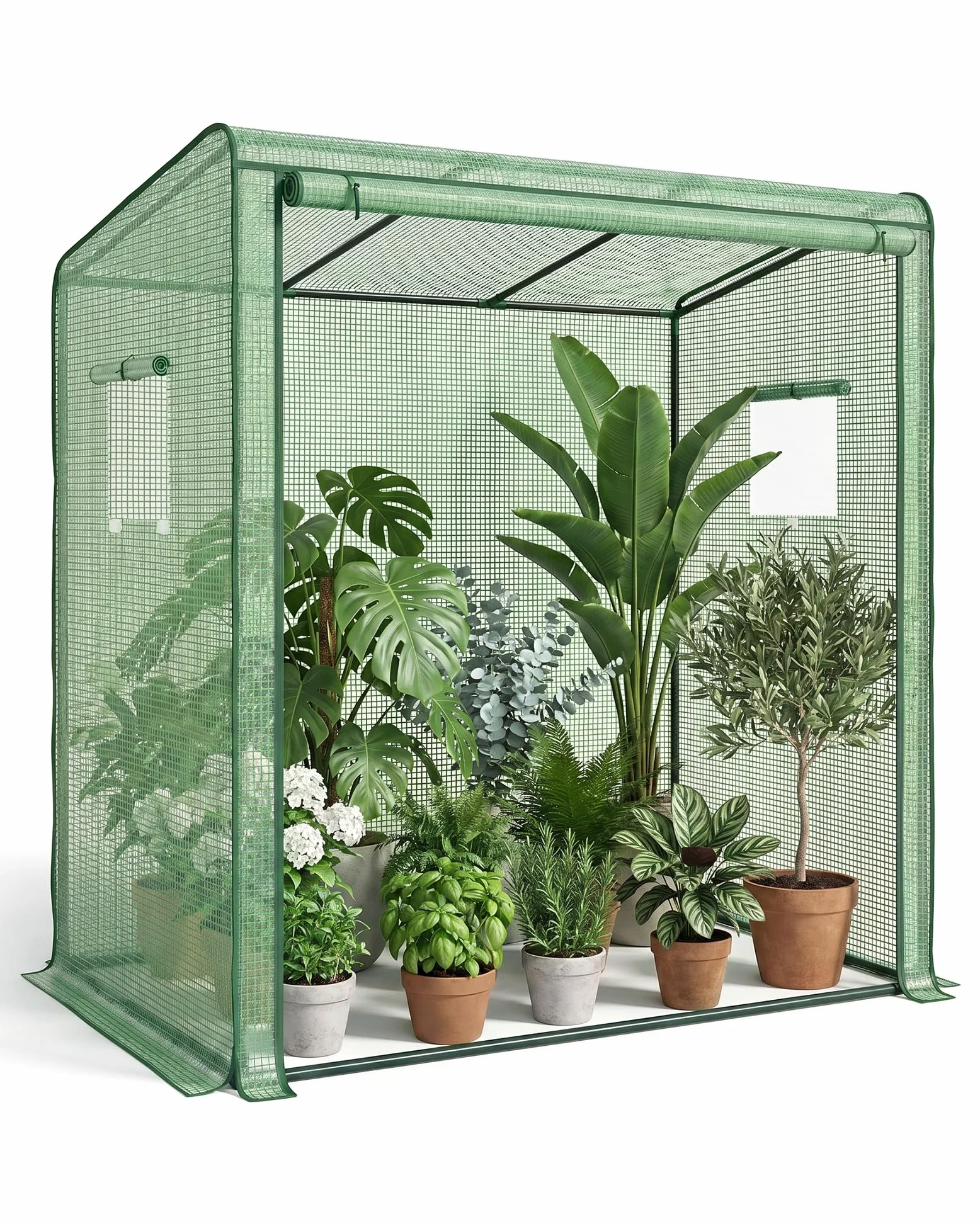 Bamworld Serre de jardin d'extérieur - 200 x 80 x 150 cm - Serre en film Bamworld pour tomates et plantes - Serre à tomates avec film en maille PE et porte zippée