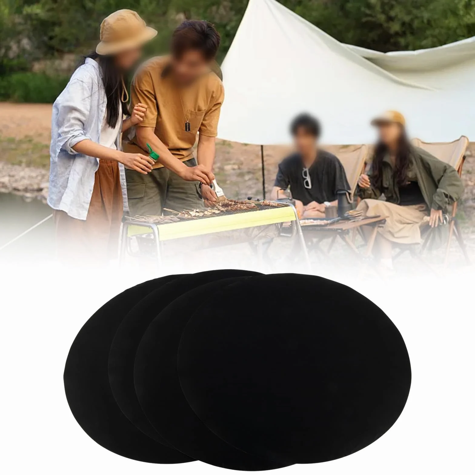 SPORTARC Lot de 4 tapis de cuisson ronds anti-adhésifs pour barbecue 40 cm