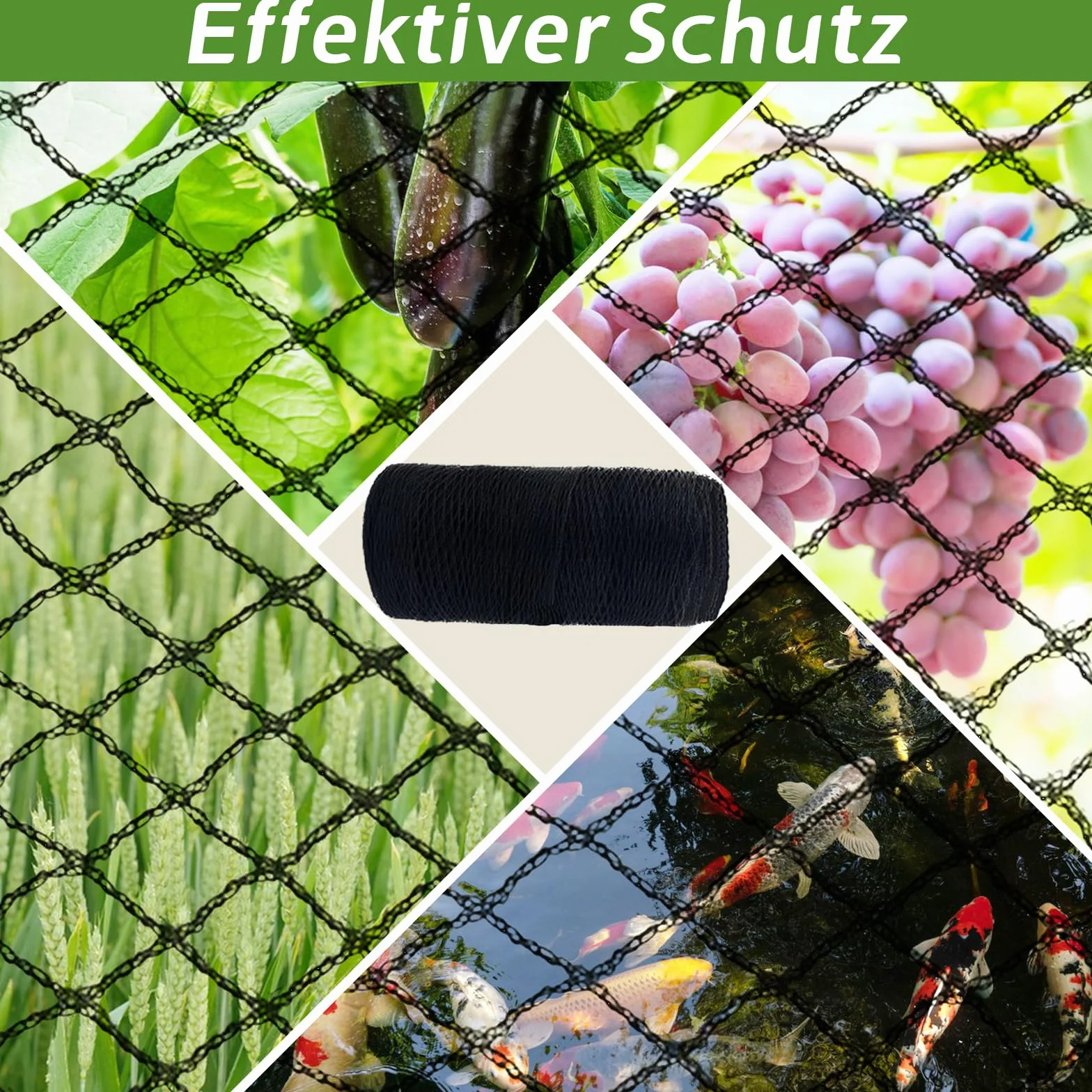 Filet Anti Oiseaux Jardin 4mx10m 15mm Mailles pour Volaille Poulailler Anti Faucon Noir