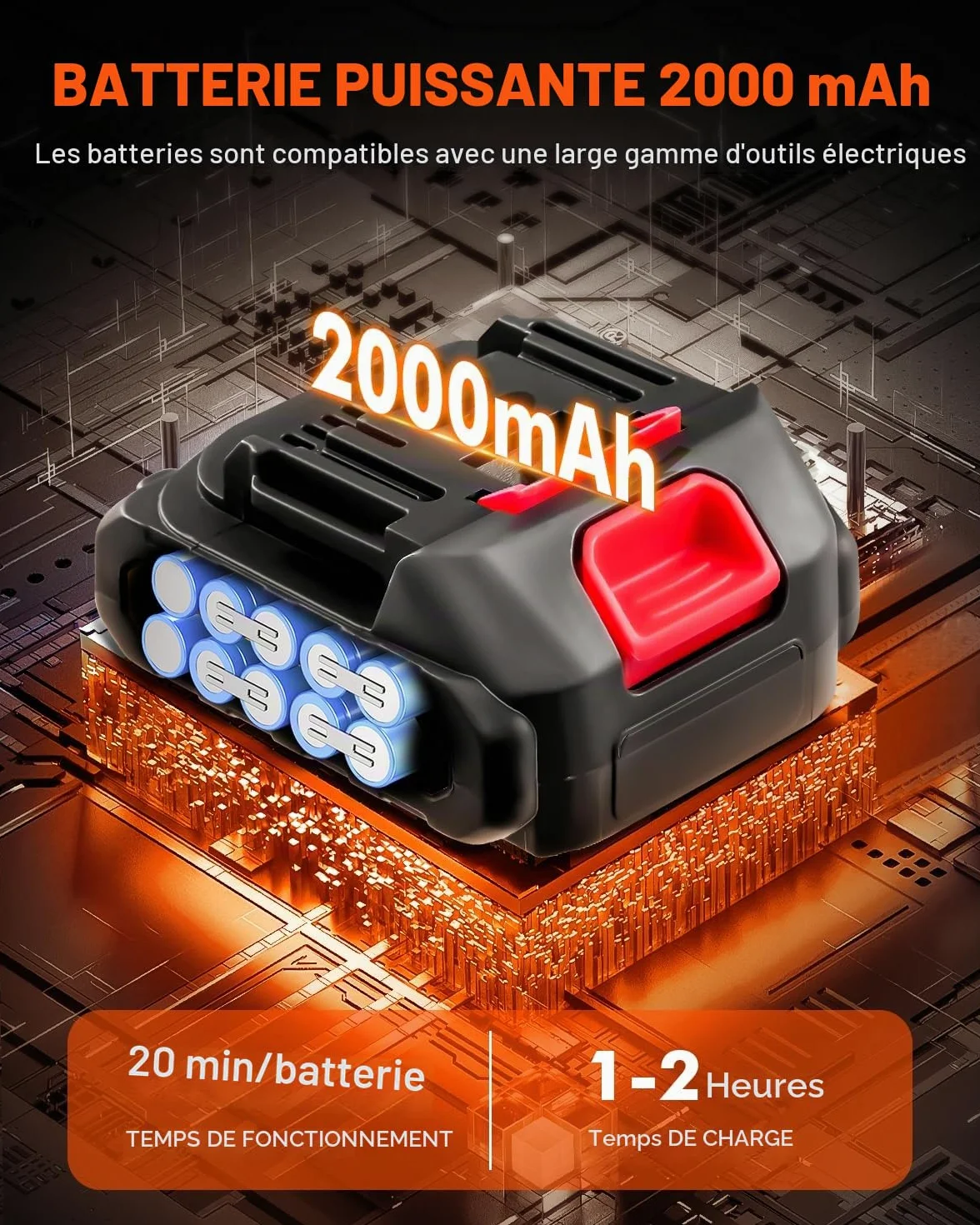 Nettoyeur Haute Pression avec Batterie,1500w,60Bar,21 V buse Multifonction 3 en 1,Nettoyeur Haute Pression Portable,avec 2 Buses,2 Batteries,Tuyau de 5m,Nettoyeur Haute Pression(Pas de Seau)