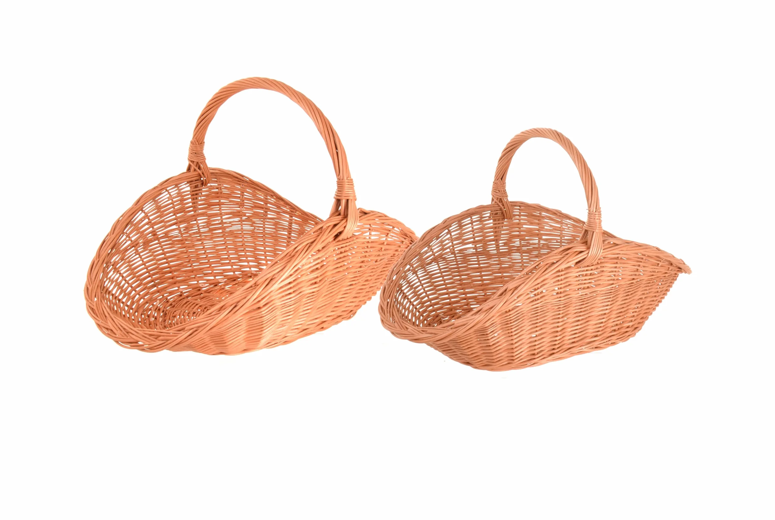 Panier à bois de cheminée en osier naturel fait main avec poignée – Lot de 2