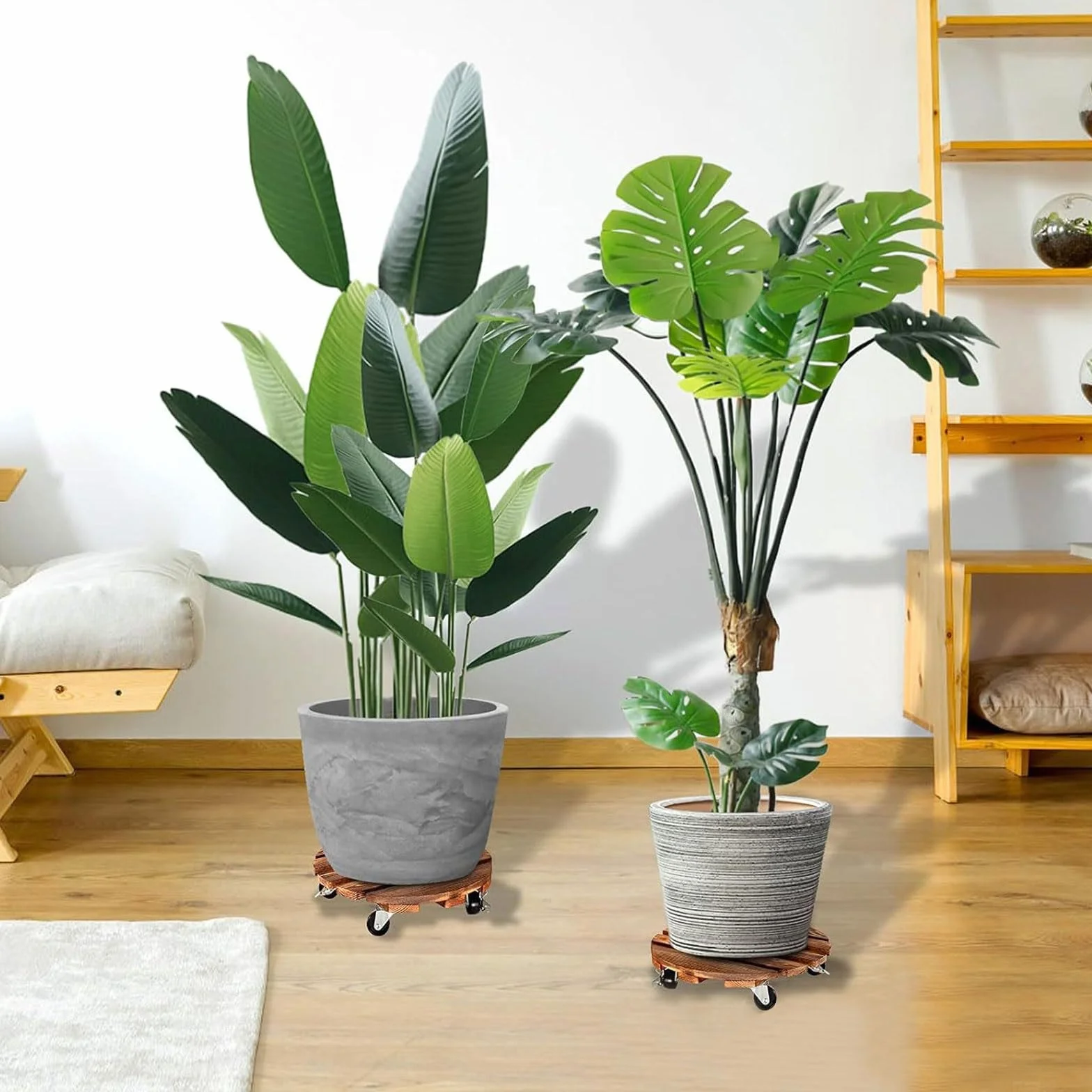 Lot de 2 Porte Plante à Roulettes Ø 300 mm Capacité 200KG pour Extérieur Intérieur