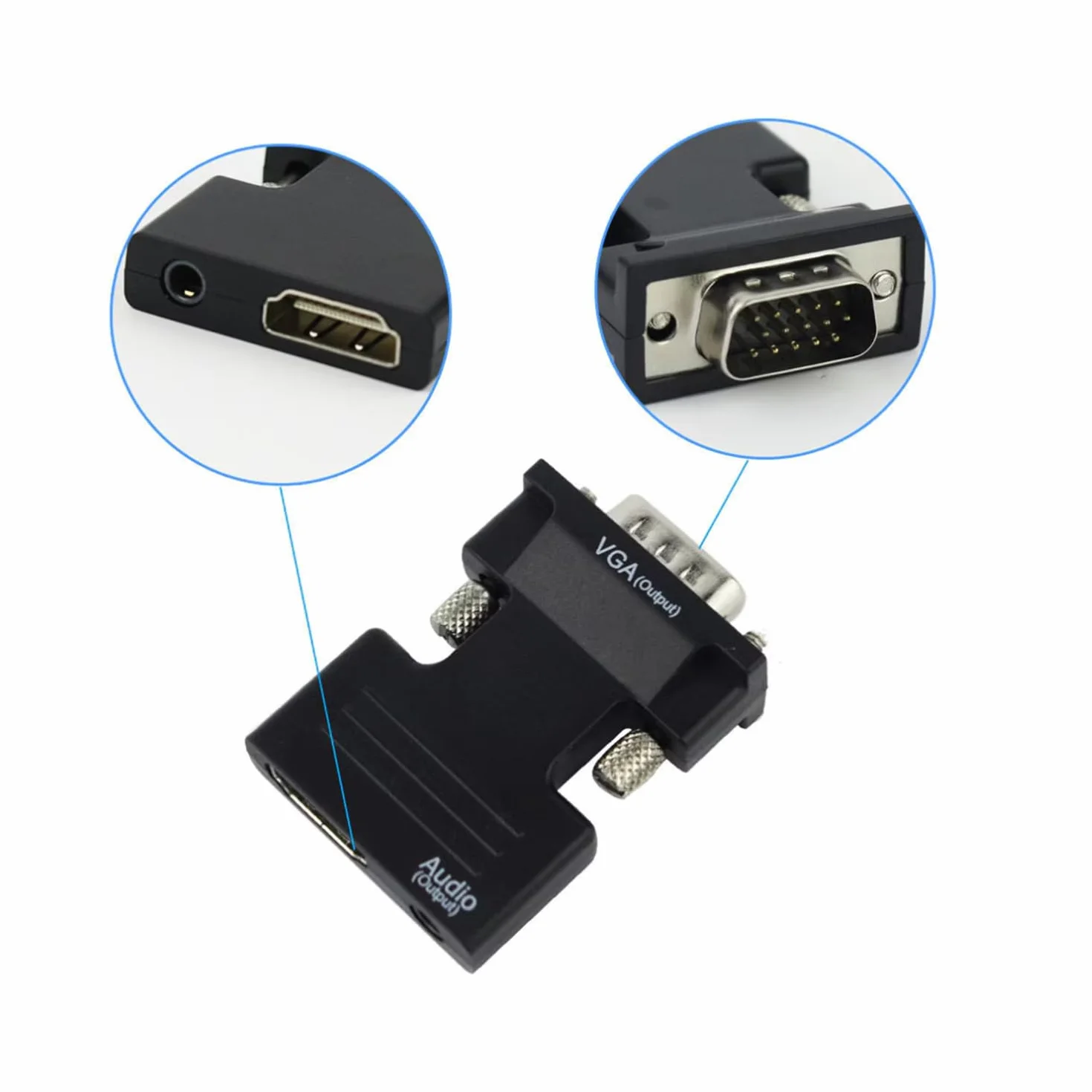 Adaptateur HDMI vers VGA 1080P 60Hz Audio Vidéo pour TV Box HDTV Moniteur PC