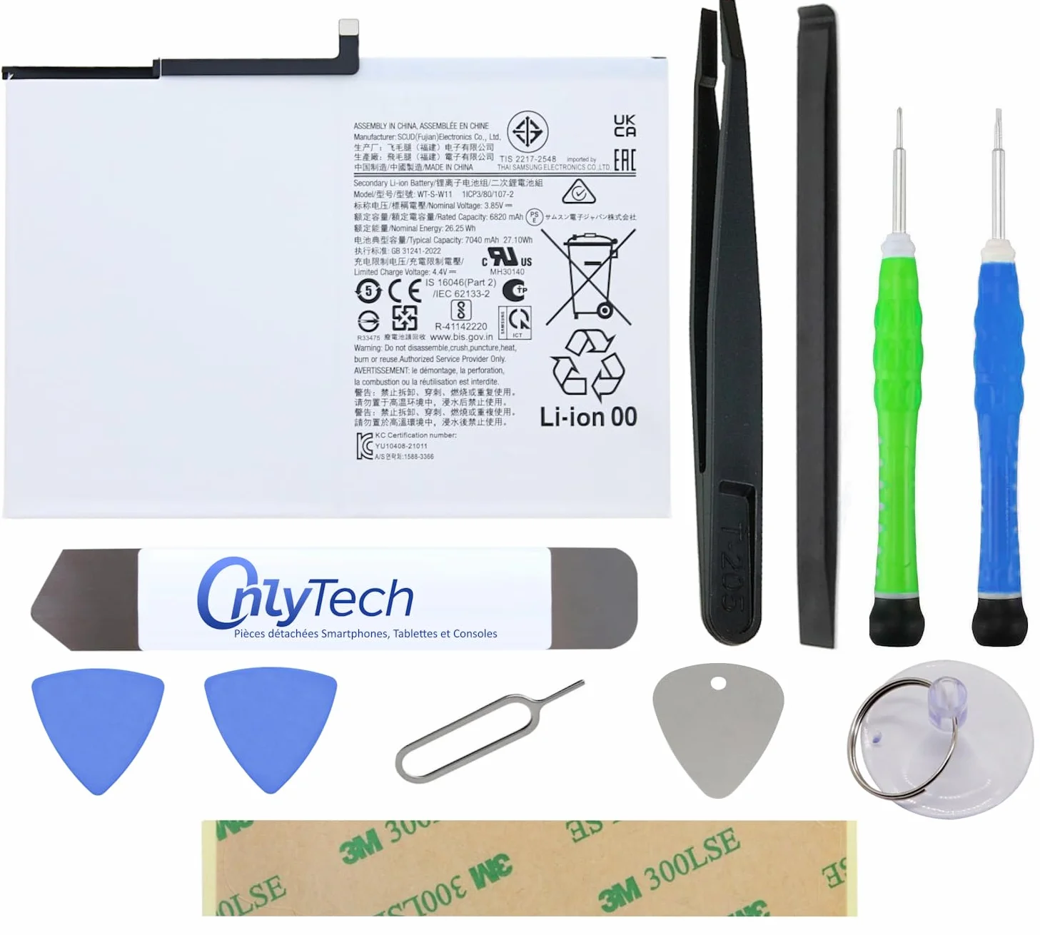 Batterie de Remplacement 7040mAh pour Samsung Galaxy Tab A9+ (X210/X215/X216) avec Kit de Réparation 10 Outils