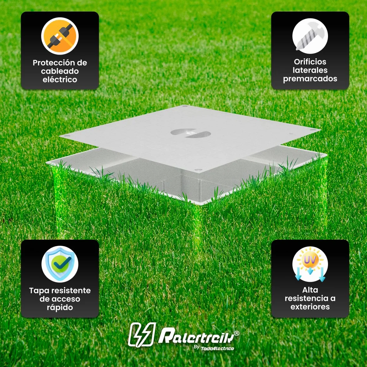 Archet étanche de sol électrique gris IP54 PVC 200x200 mm pour jardin drainage irrigation