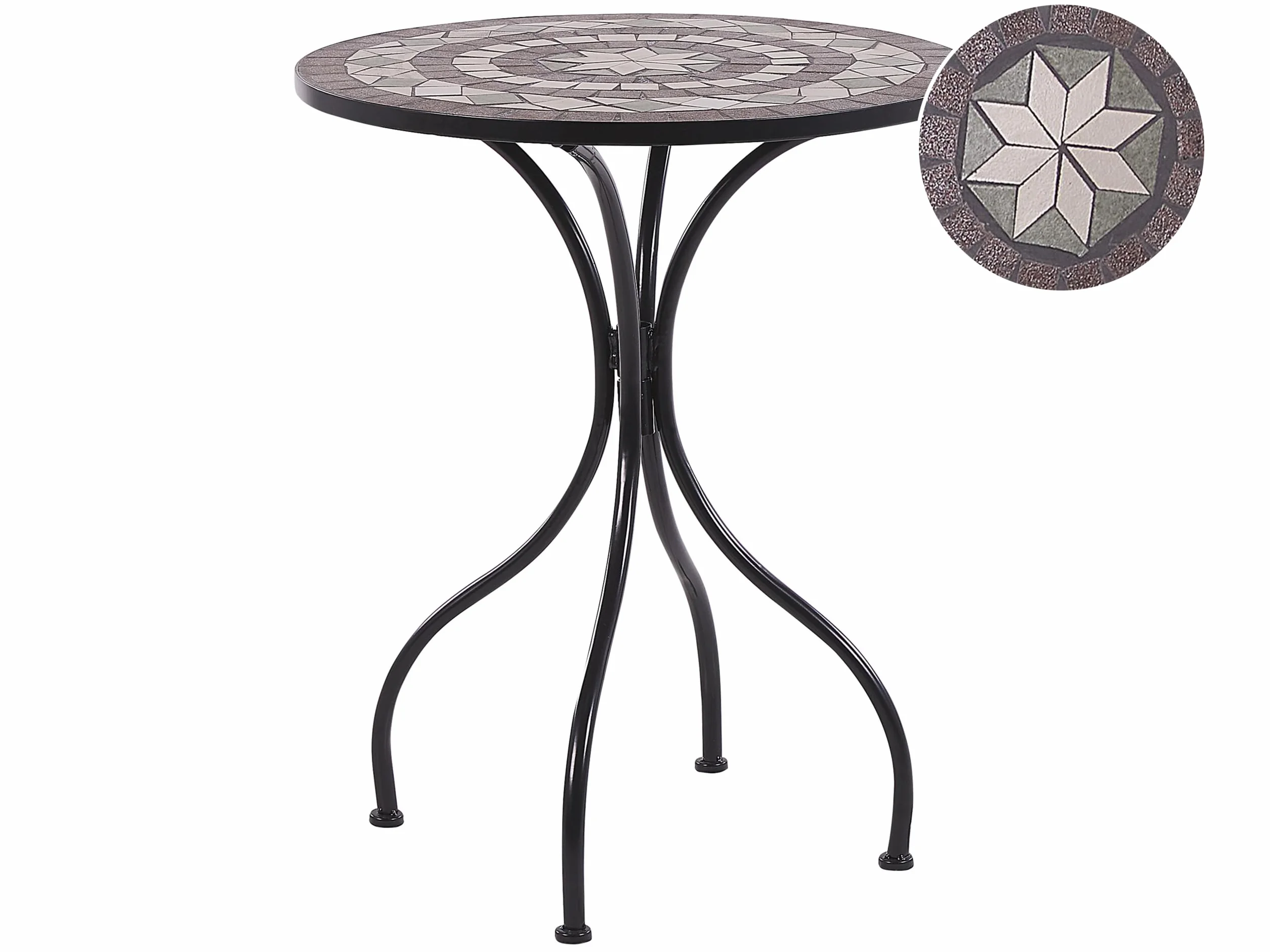 Table d'Extérieur en Métal Noir Style Vintage Mosaïque Cariati
