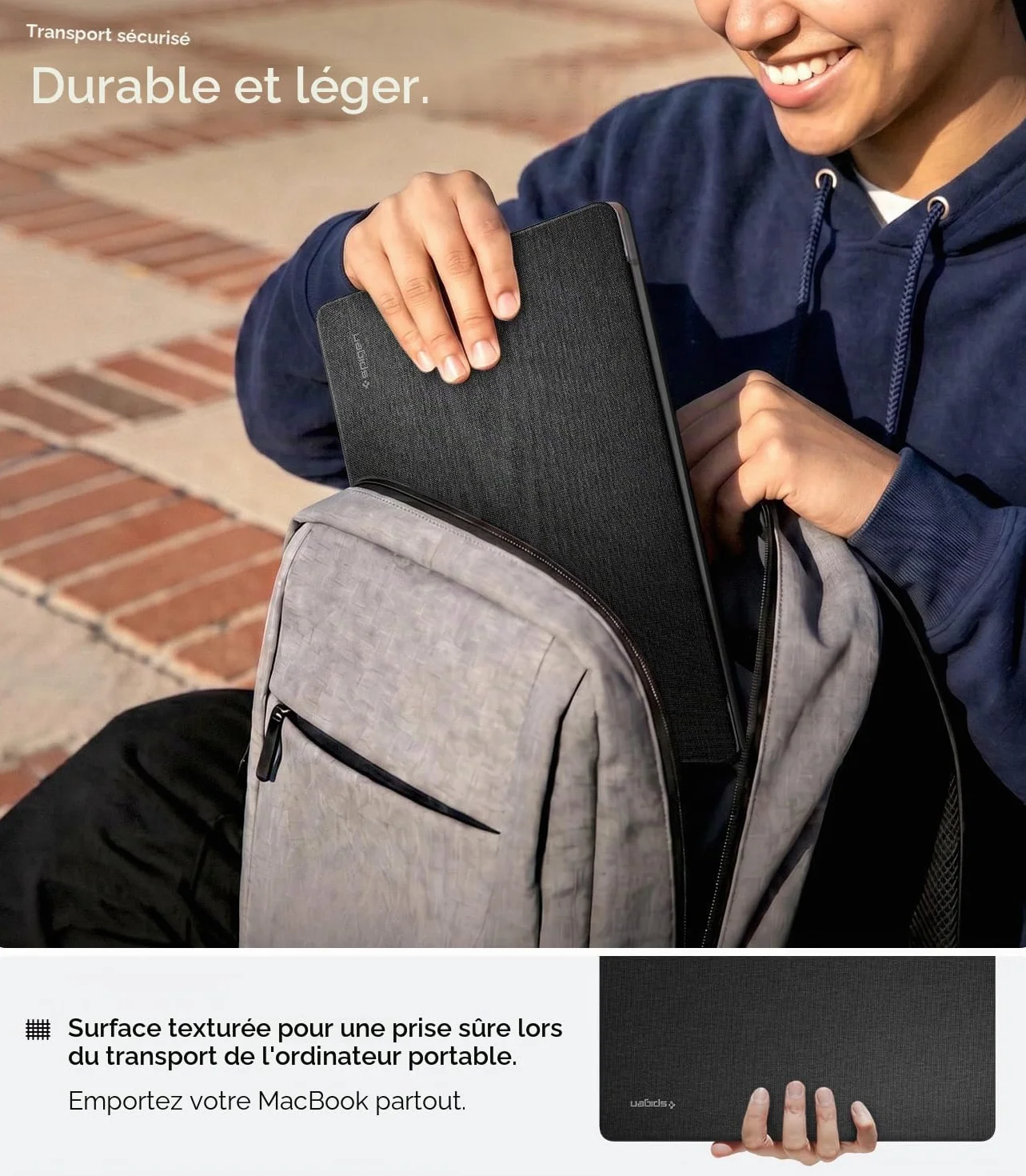 Spigen Urban Fit Coque Compatible MacBook Air 13 Pouces M5 (2026) M4/M3/M2 (2025-2022) Étui Tricot Noir