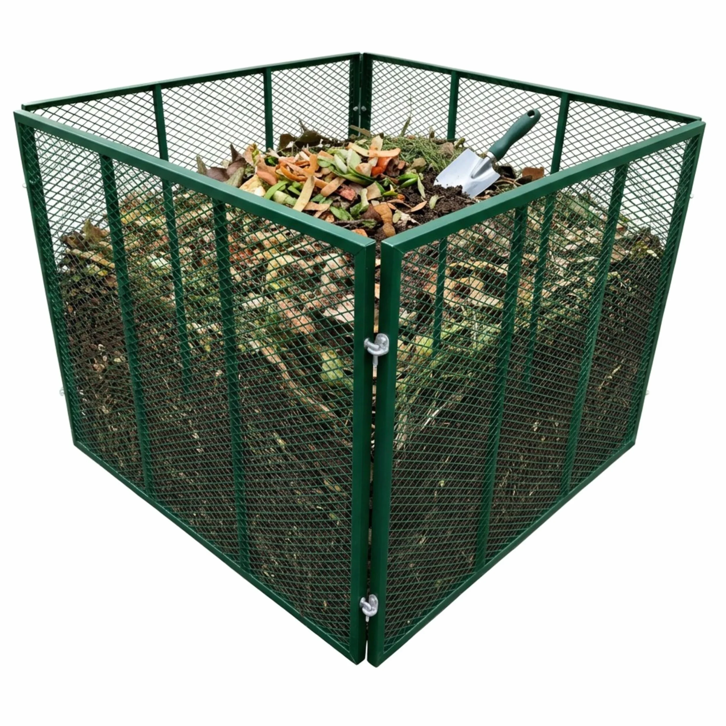 Relaxdays composteur en métal Vert, 800 L, Treillis Acier, 80 x 100 x 100 cm, composteur de Jardin Bio