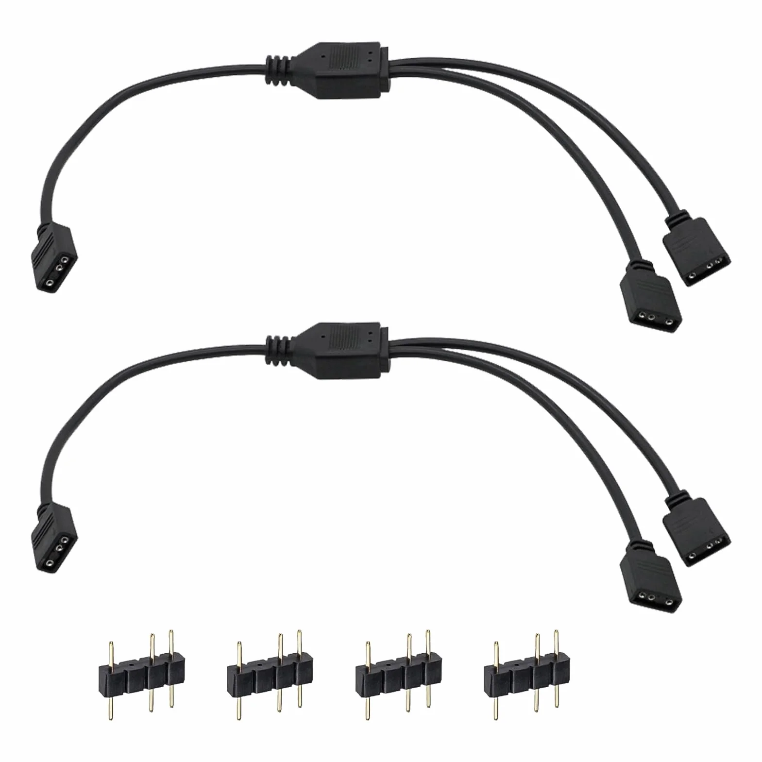 Câbles RGB PC 1 vers 2 Splitter ARGB 3 Pin 5V 30 cm avec Broches Mâles Extension Adressable pour Ventilateurs et Bandes LED