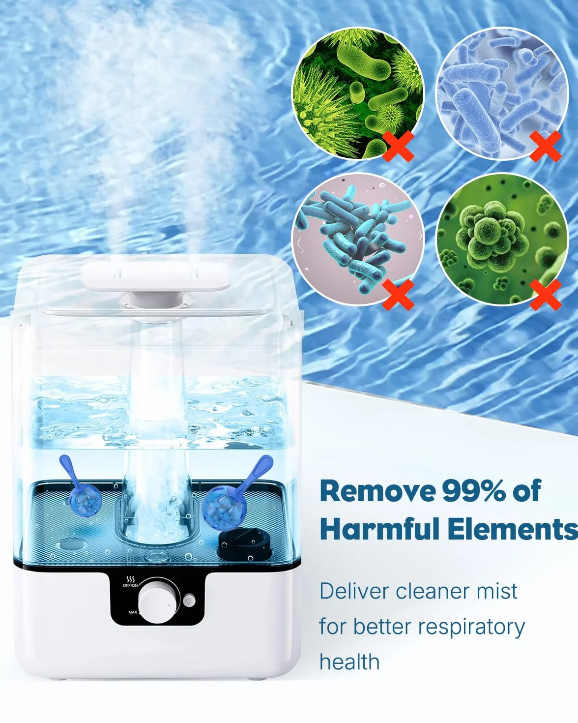 Pawfly Nettoyeur Humidificateur Balle Déméralisation pour Humidificateur et Aquarium Maison Bureau Purifier Eau Éliminer Poussière Blanche Prévenir Calcaire