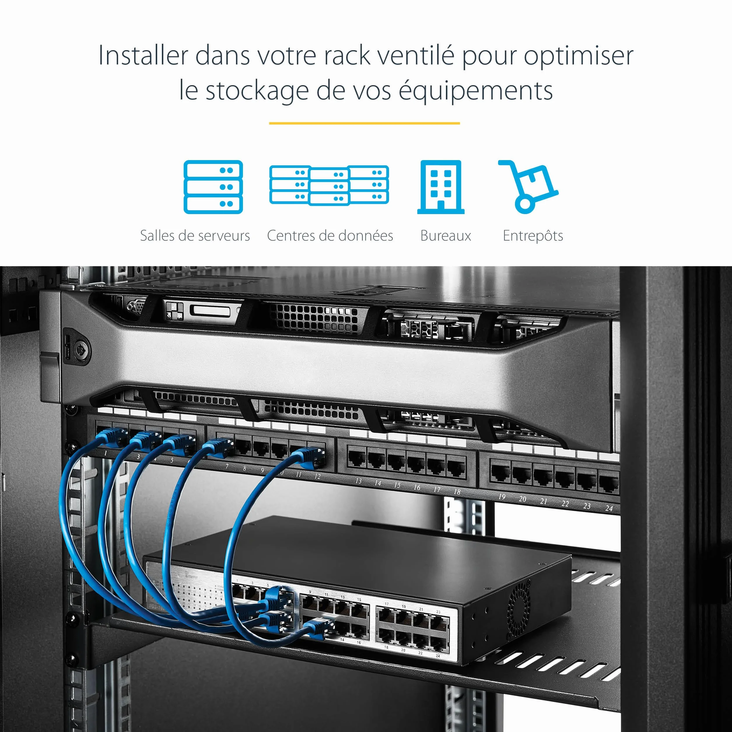 StarTech.com Étagère Rack Serveur 1U Plateau Cantilever Universel Ventilé 19" 20kg 25cm