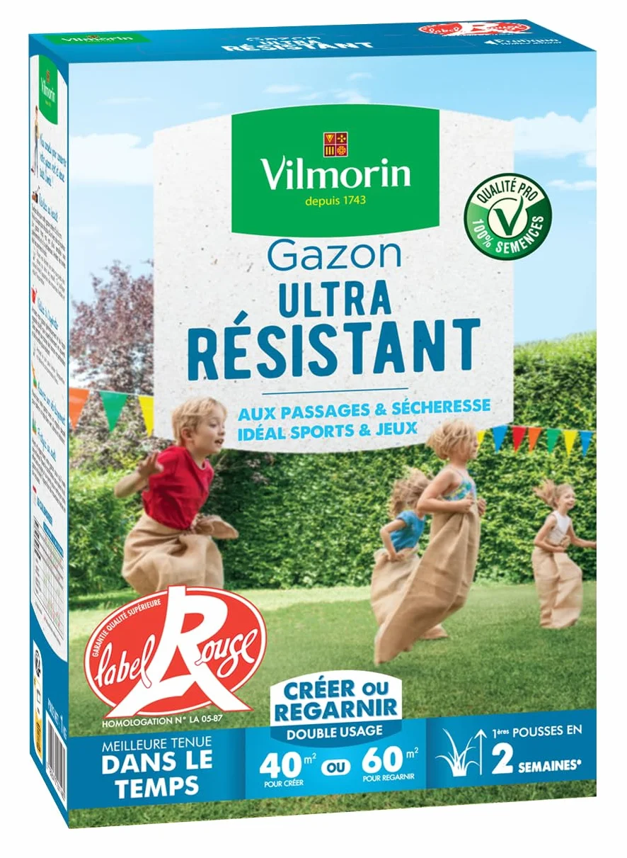 Vilmorin Gazon Ultra Résistant, Vert, 1 kg