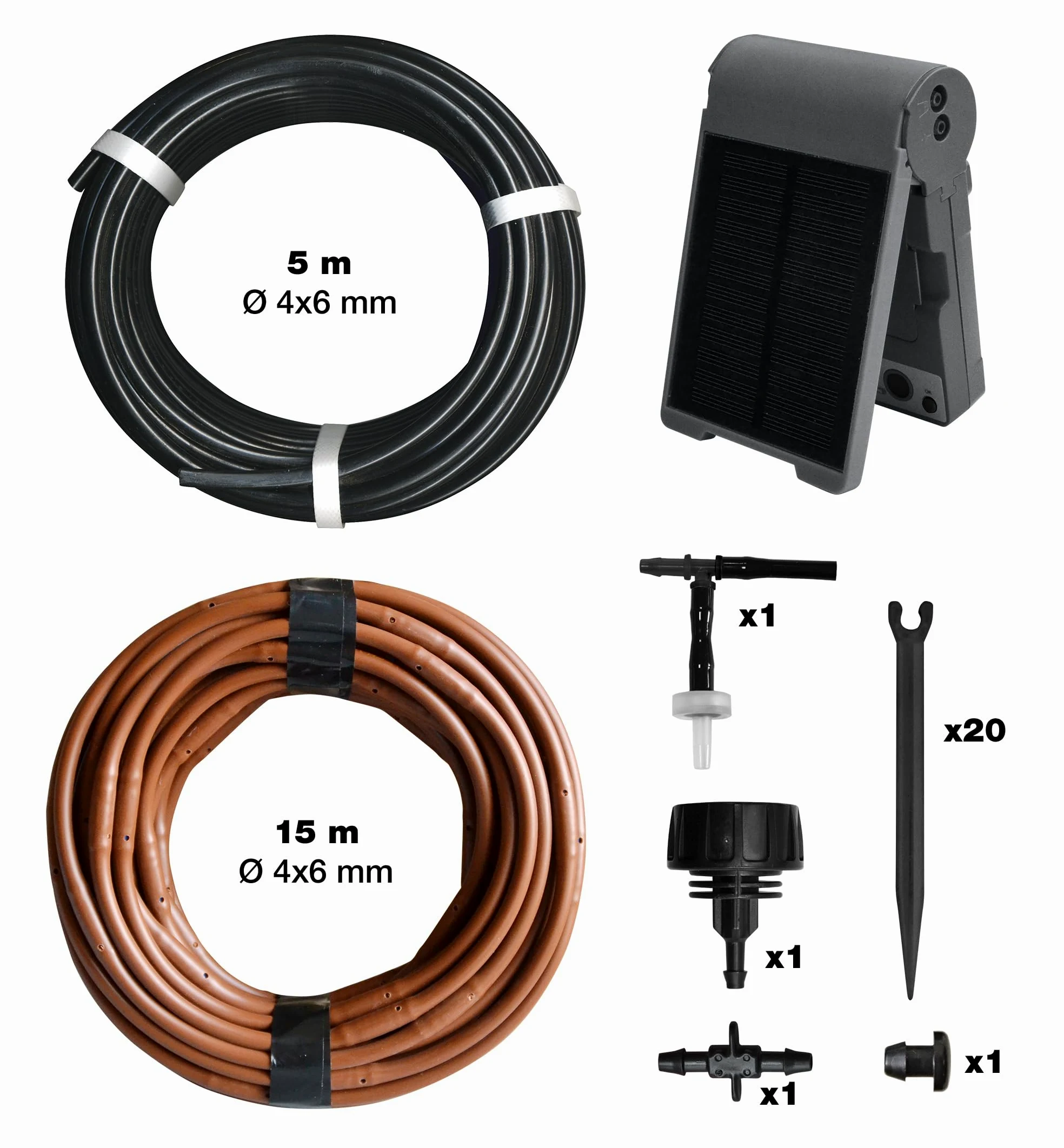 Jardibric - Kit Arrosage Goutte à Goutte Solaire 15 m - Pompe Programmable - Autonome Sans Électricité