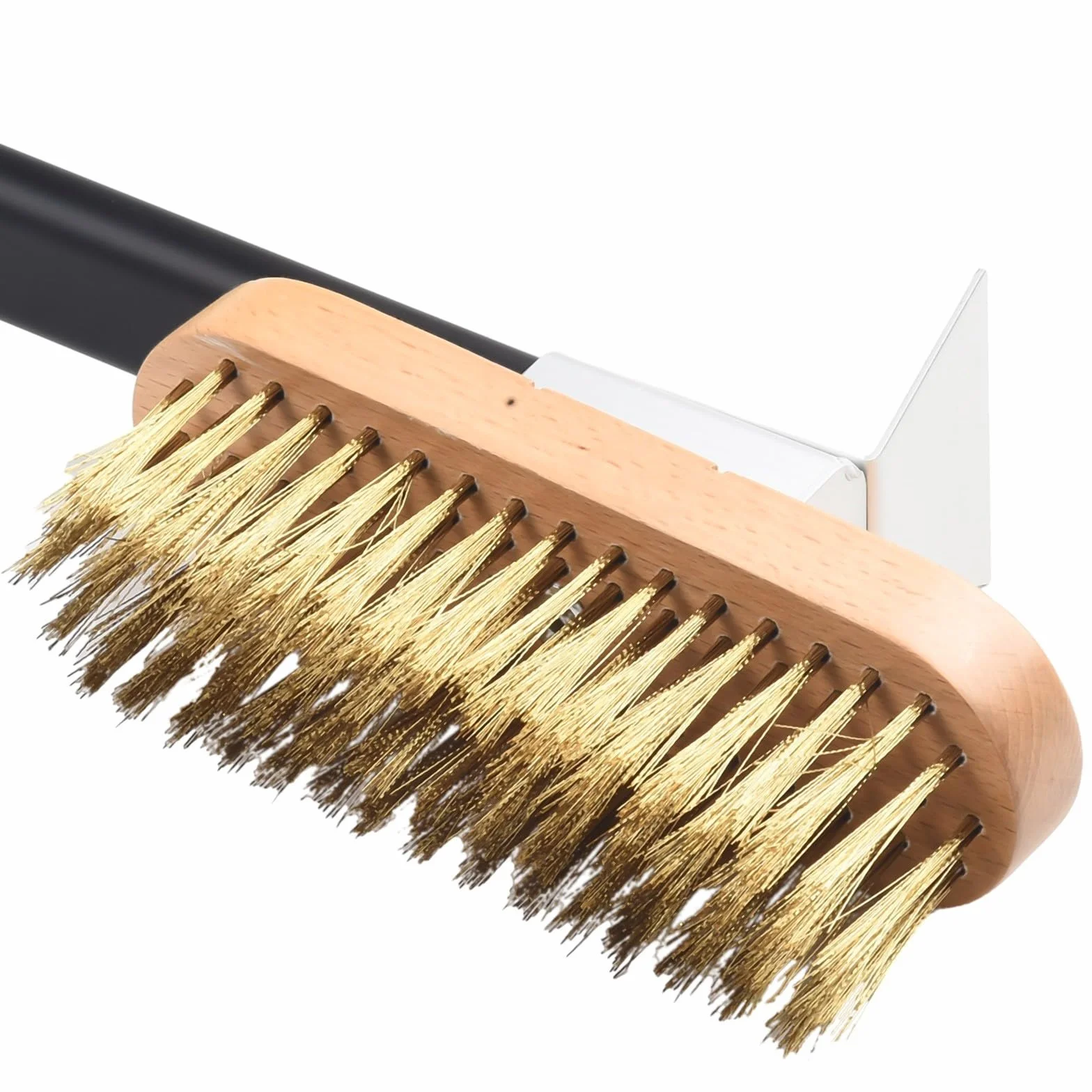 Brosse de four pour pierre à pizza avec racloir, poils en laiton et grattoir en acier inoxydable