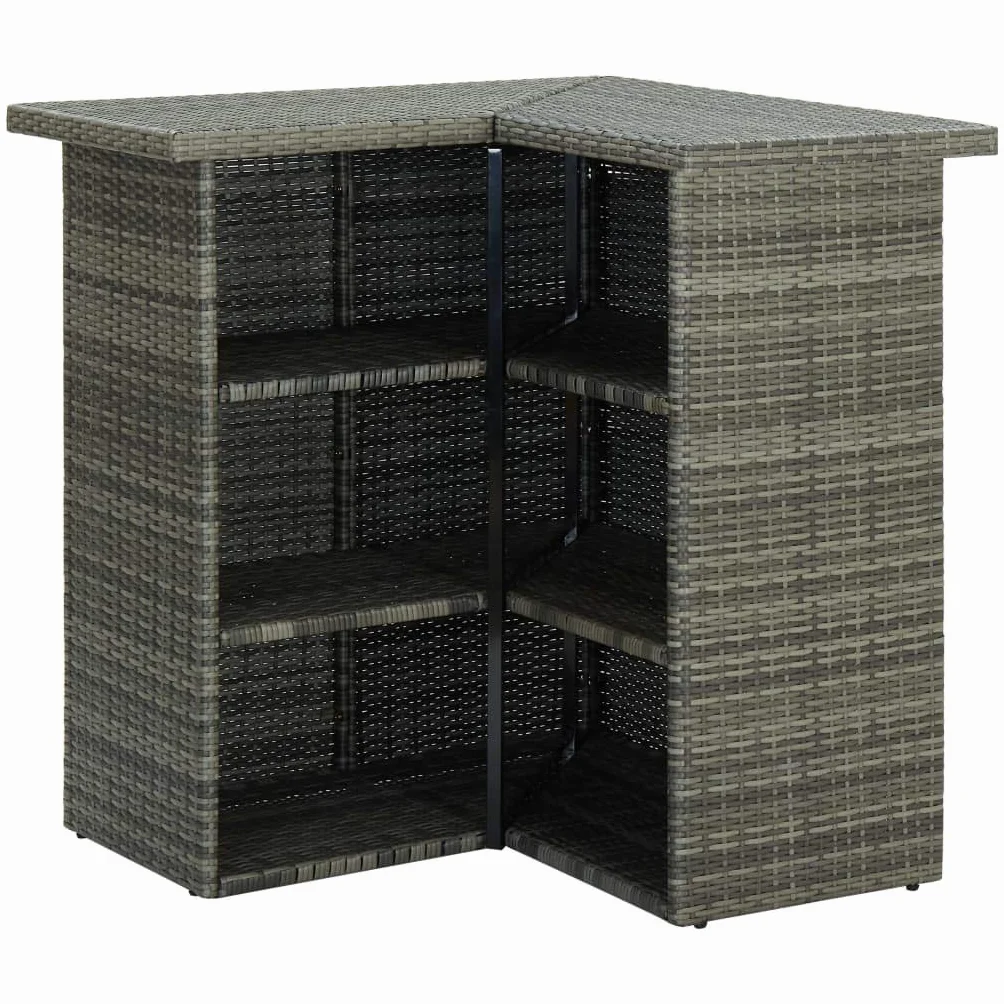 vidaXL Meuble de Bar de Jardin 8 pcs avec Coussins Salon de Jardin Table et Tabourets Résine Tressée Gris