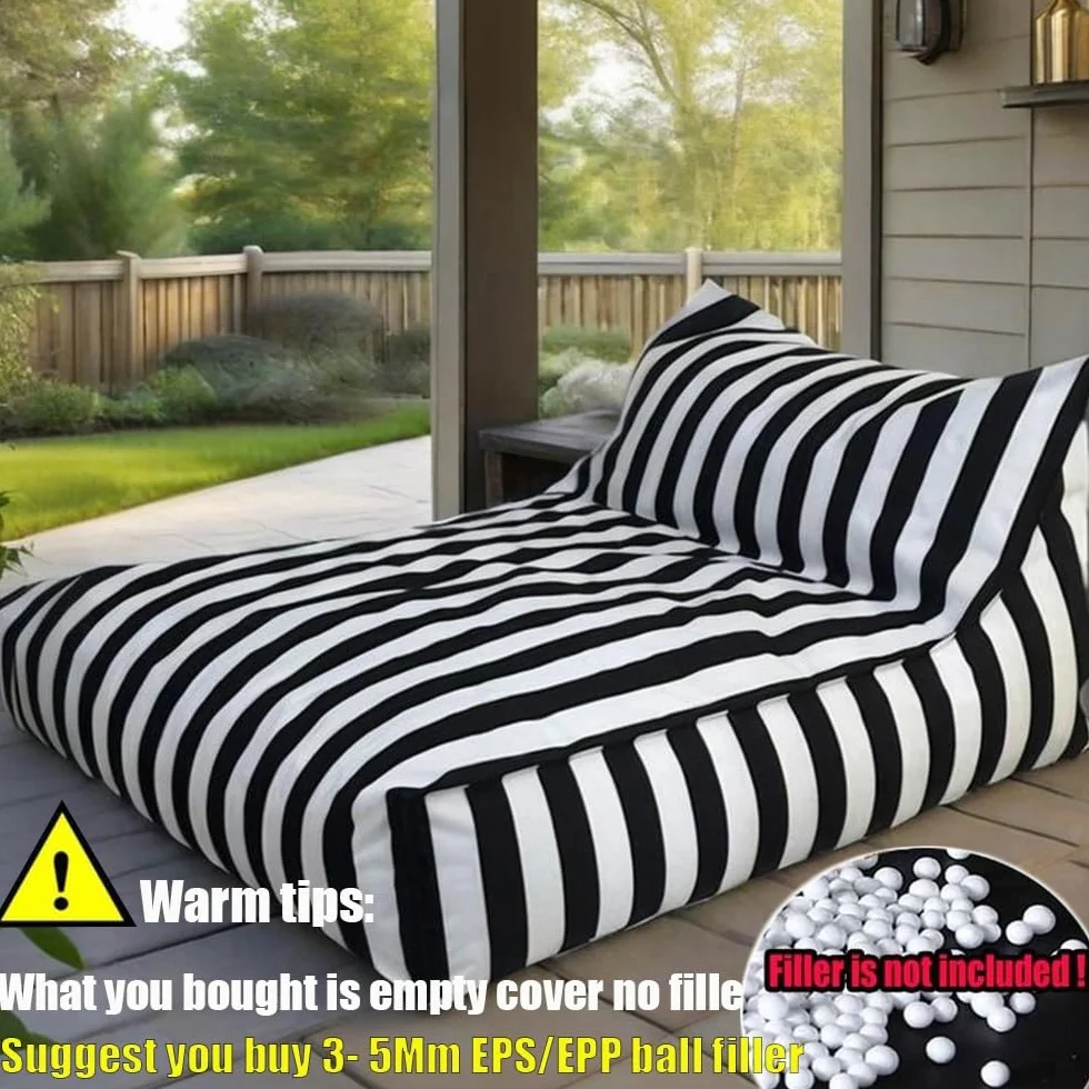 Housse Pouf Flottant Imperméable Oxford Rayures Piscine Plage Canapé-lit Dark Blue